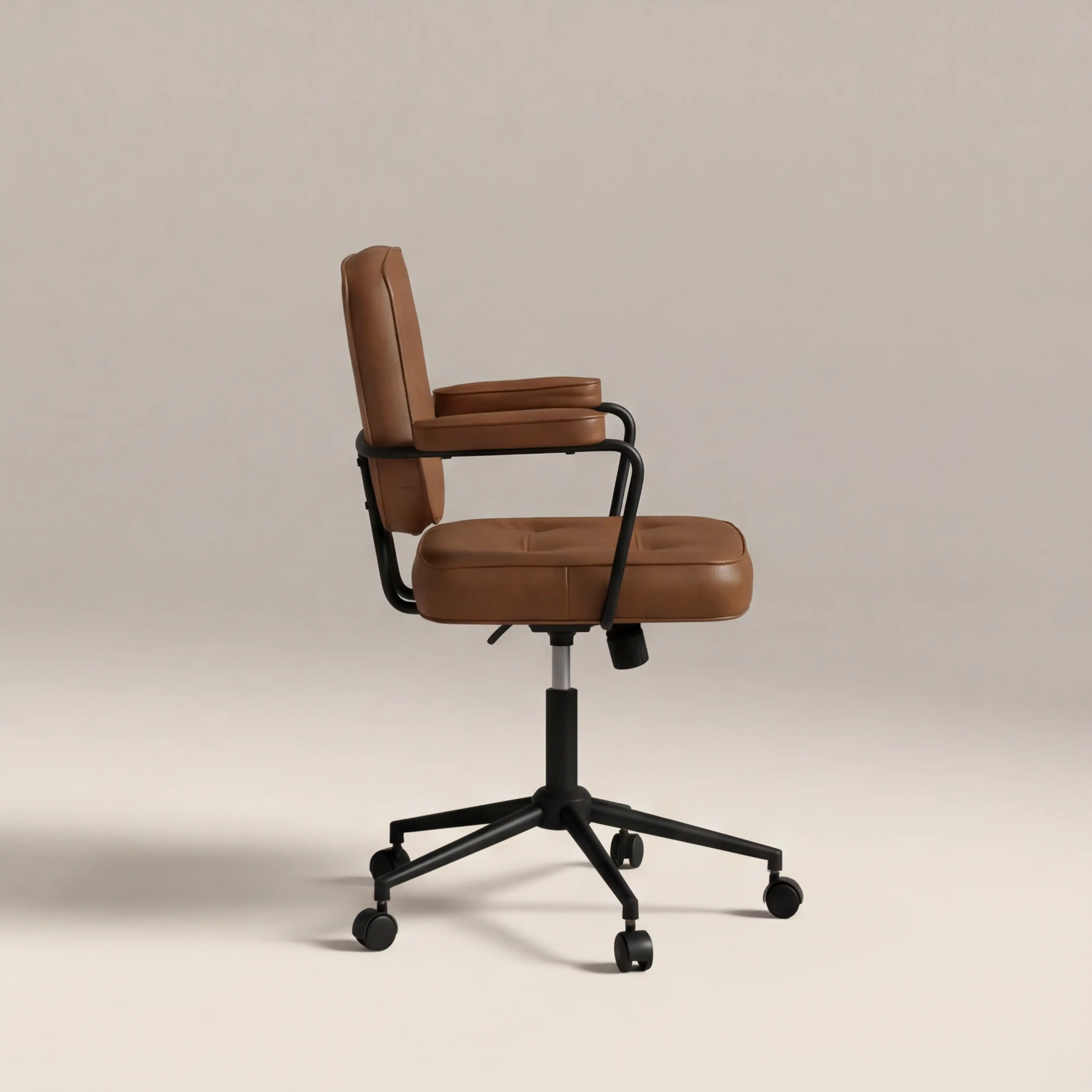 Paige Office Chair | Vintage Tan Faux Leather & Black - Image 4