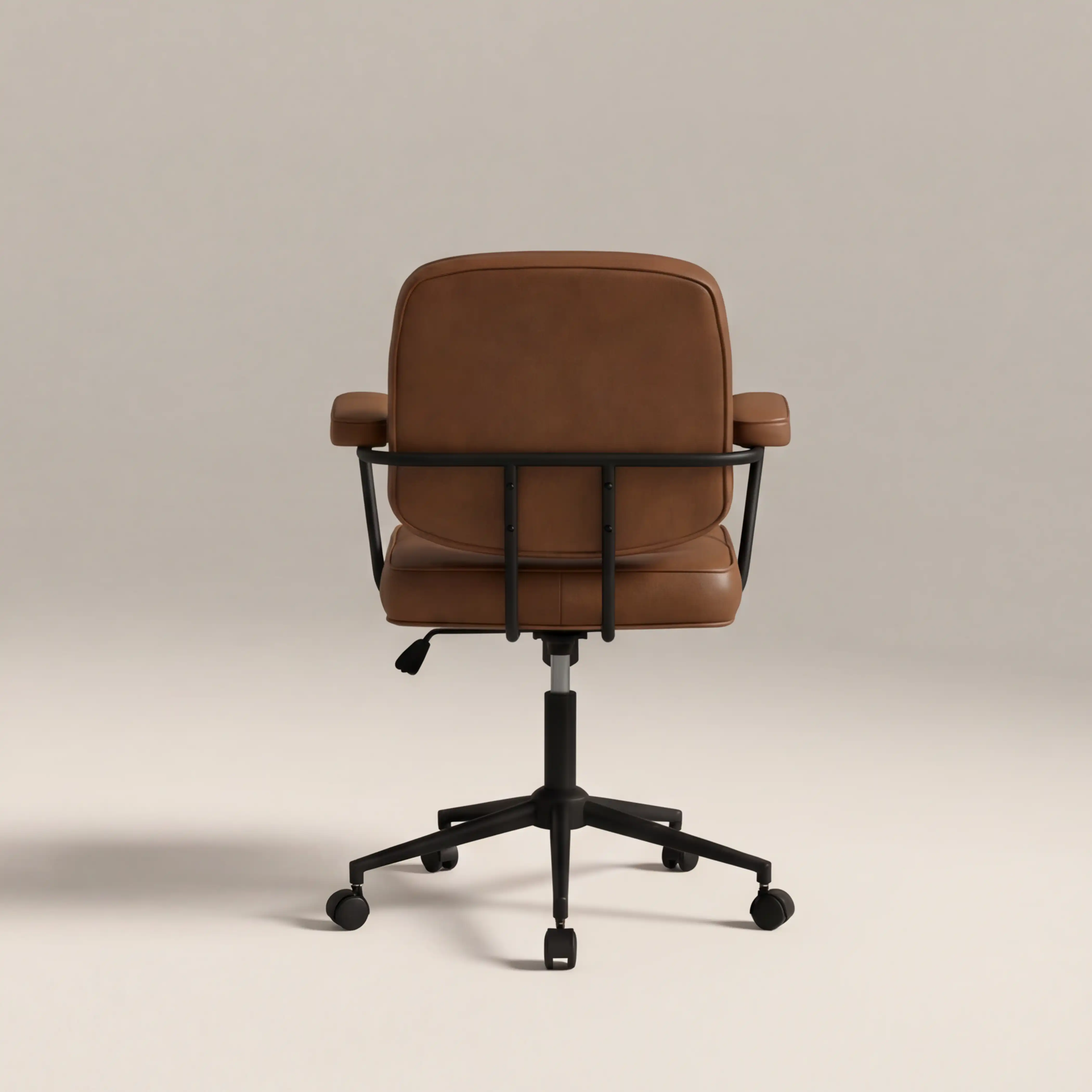 Paige Office Chair | Vintage Tan Faux Leather & Black - Image 5