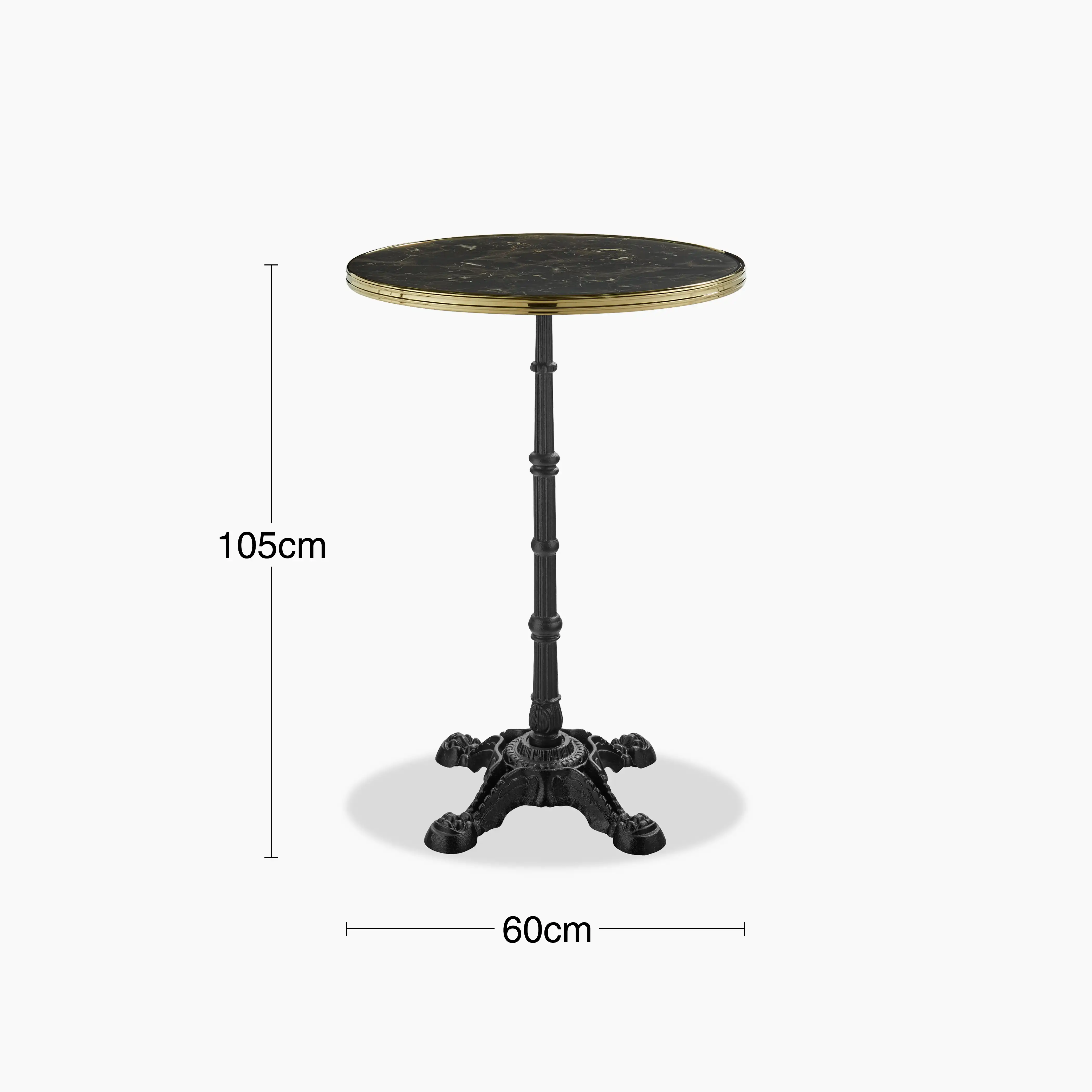 Parisian Style Flat Auto-Adjust Bar Table | Brown Marble & Brass - Image 3