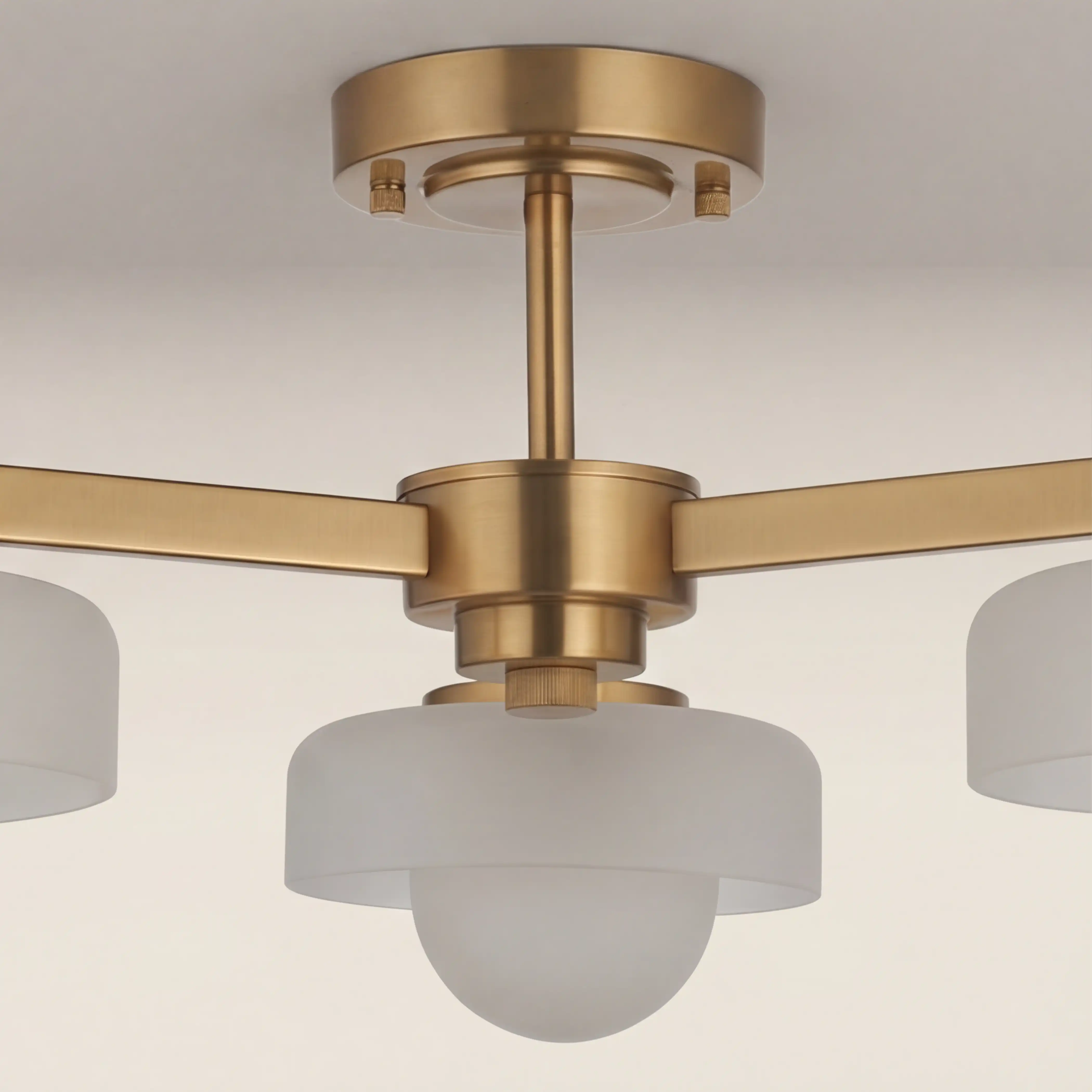 Parson 3 Light Semi Flush Ceiling Light | Opal & Brass - Image 3
