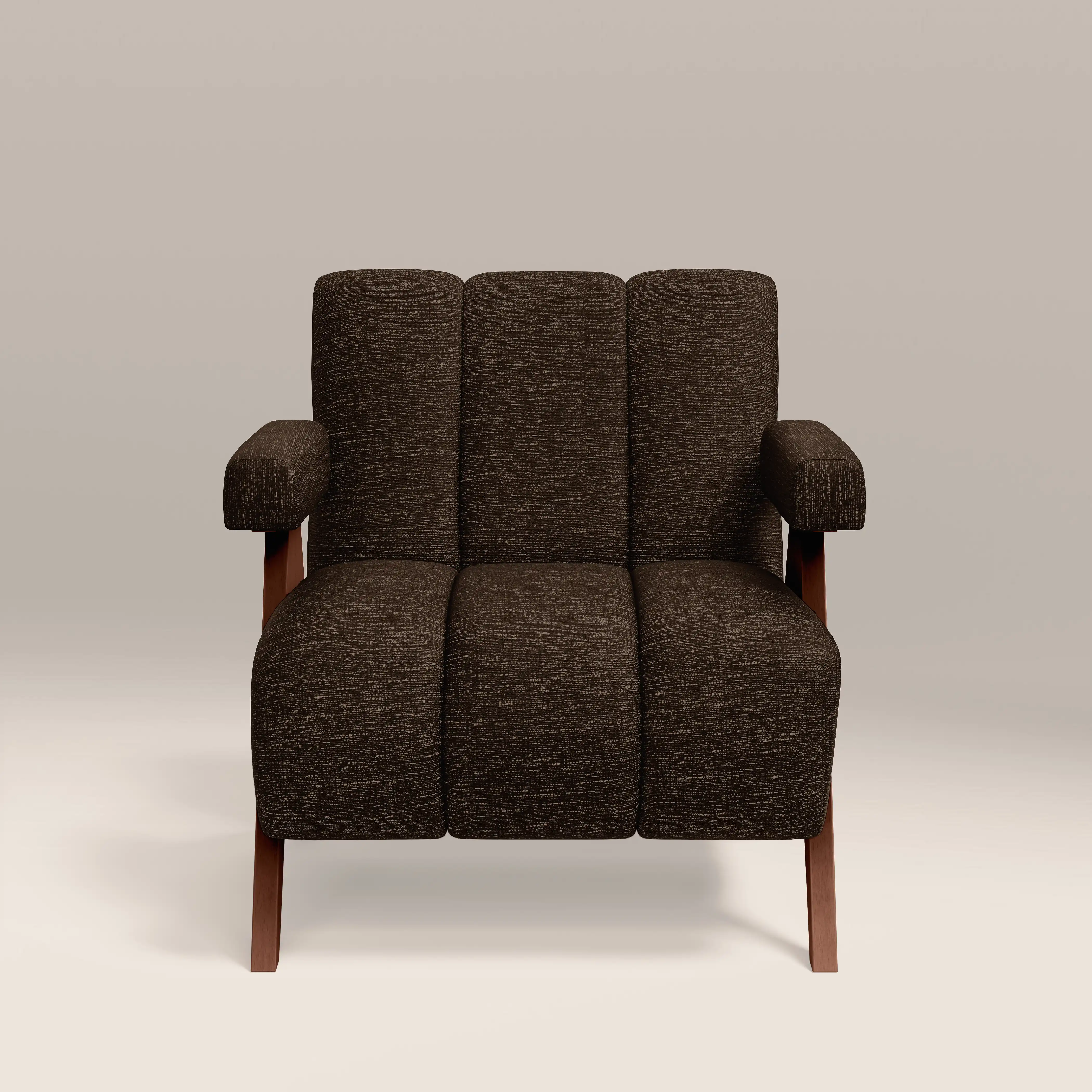 Paulo Accent Chair | Speckled Espresso Boucle & Walnut - Image 2