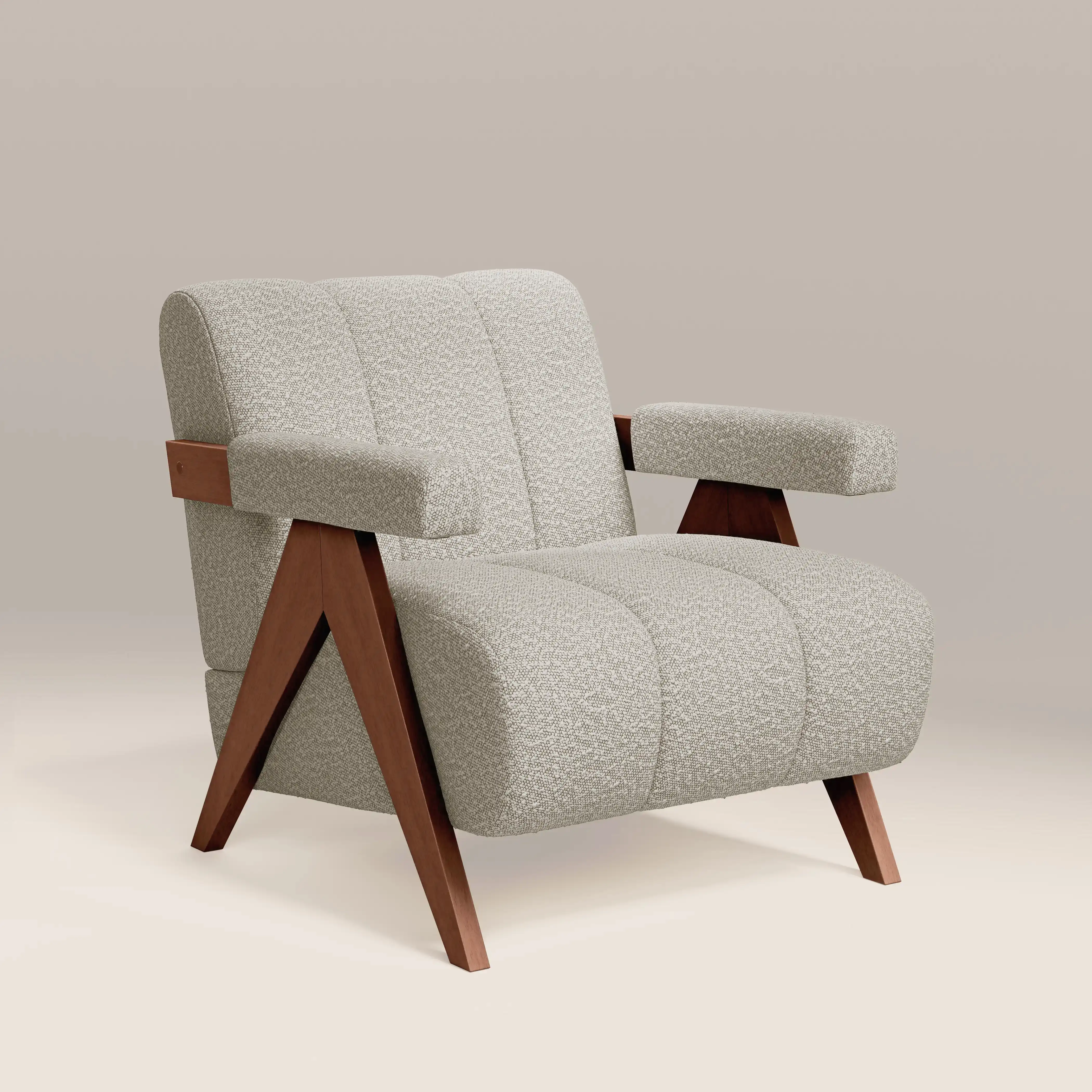 Paulo Accent Chair | Speckled Stone Sustainable Boucle & Walnut - Image 4