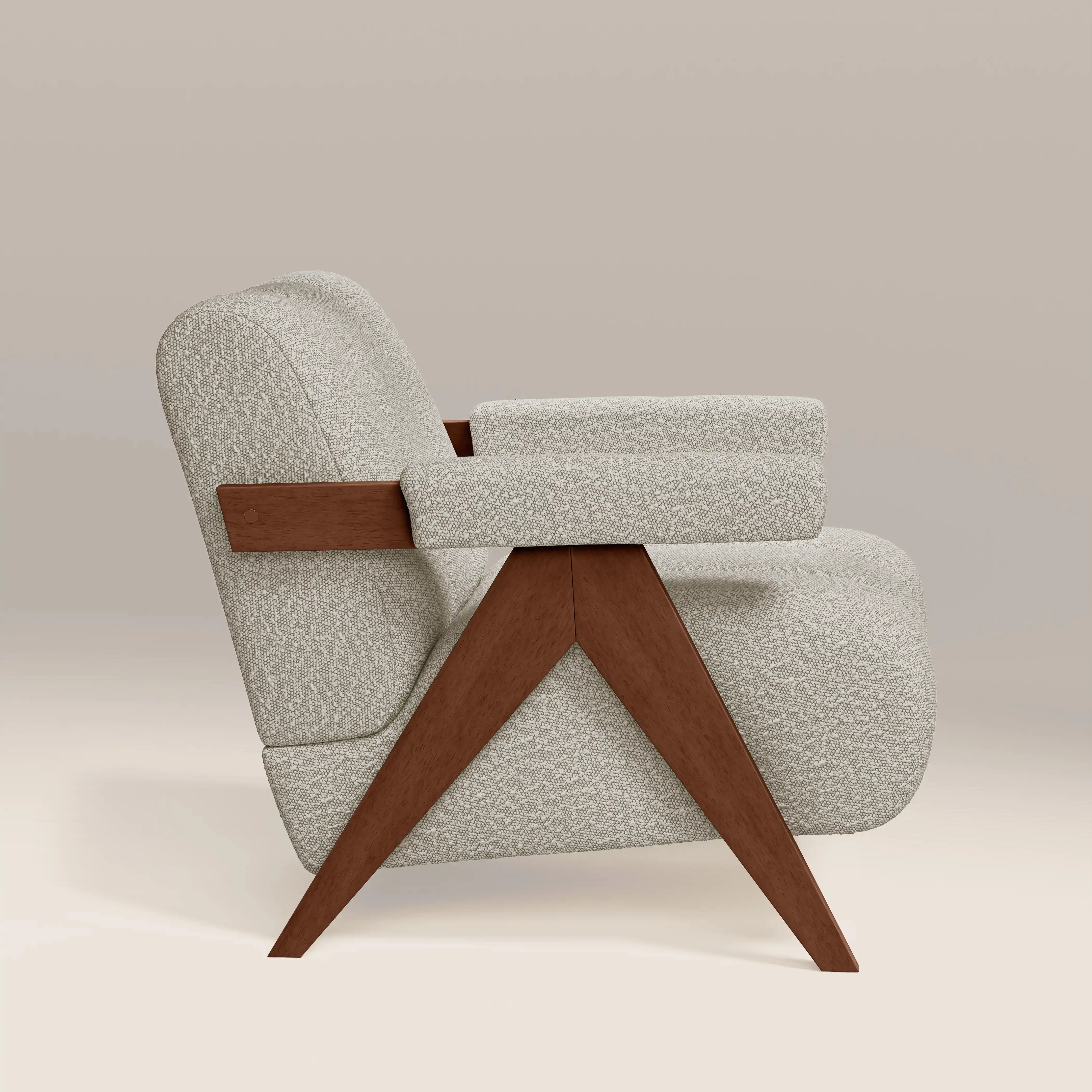 Paulo Accent Chair | Speckled Stone Sustainable Boucle & Walnut - Image 5