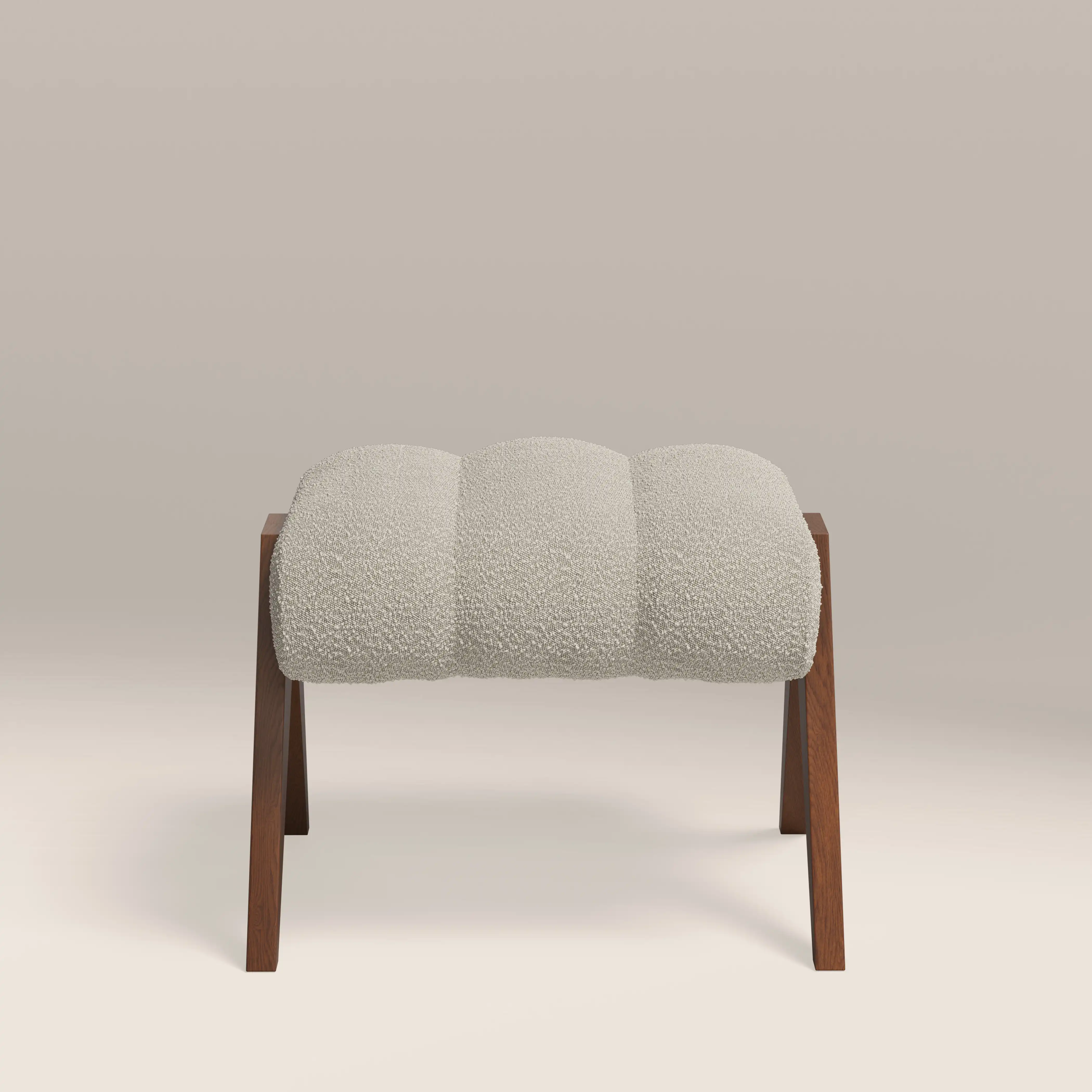 Paulo Footstool | Speckled Stone Sustainable Boucle & Walnut - Image 2