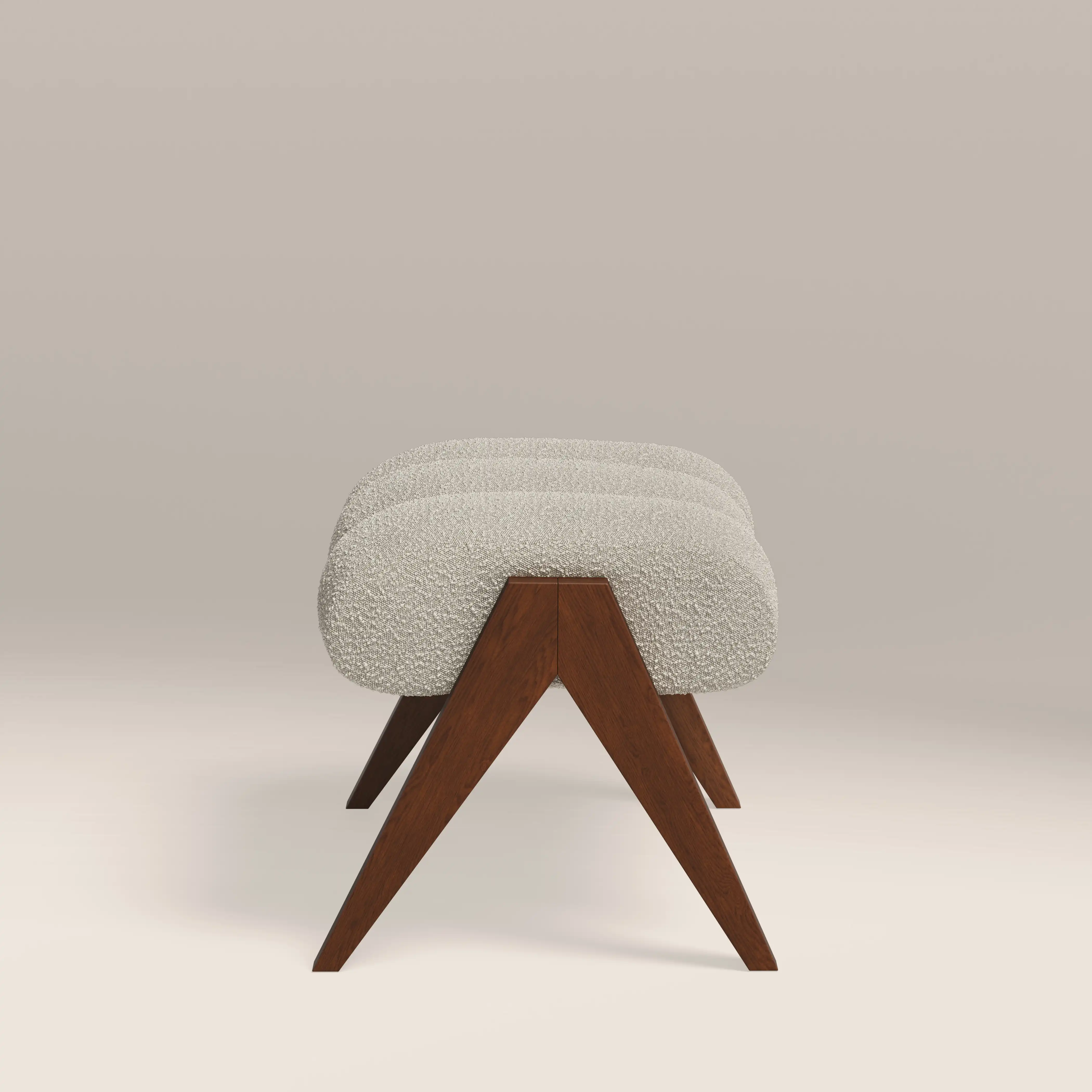 Paulo Footstool | Speckled Stone Sustainable Boucle & Walnut - Image 3