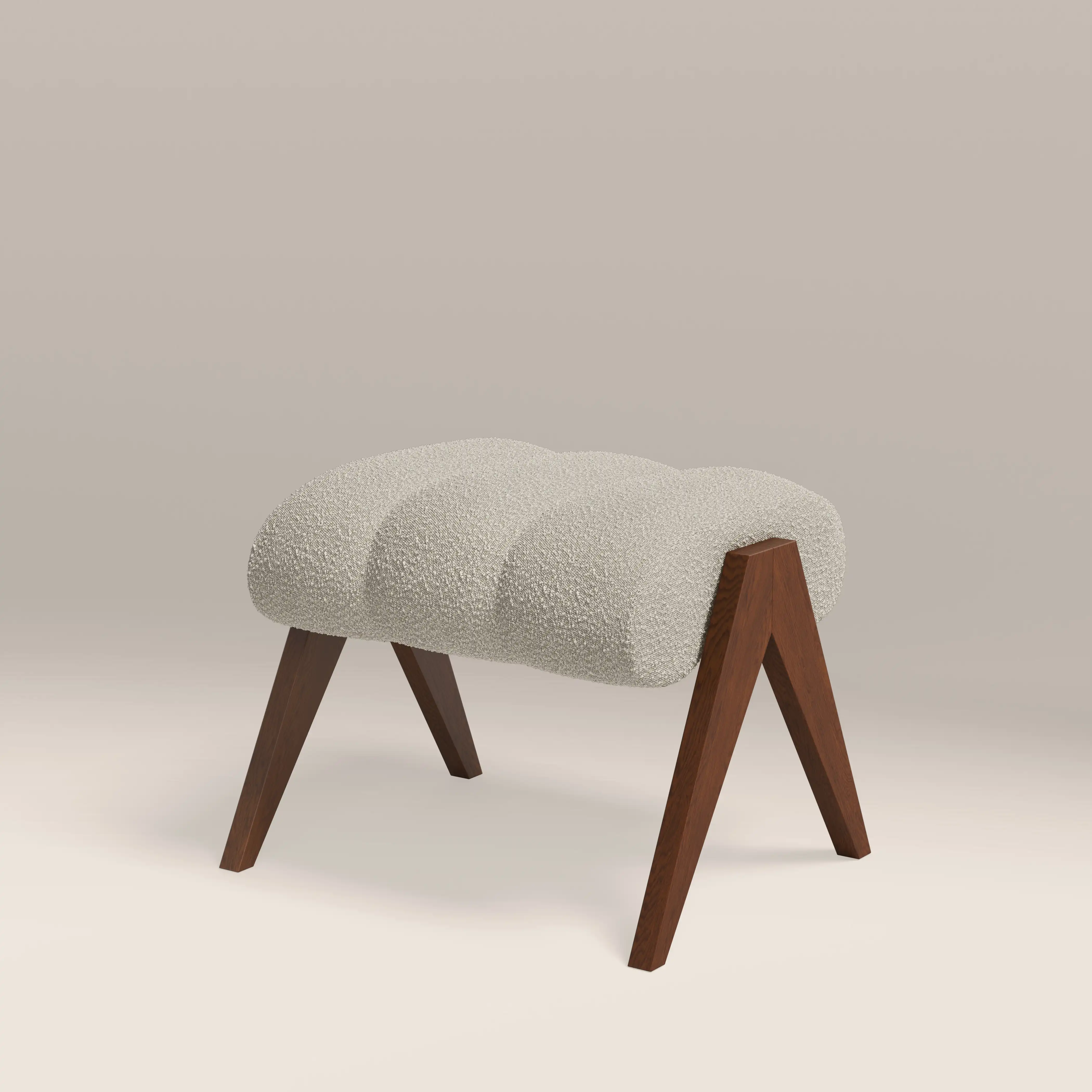 Paulo Footstool | Speckled Stone Sustainable Boucle & Walnut - Image 4