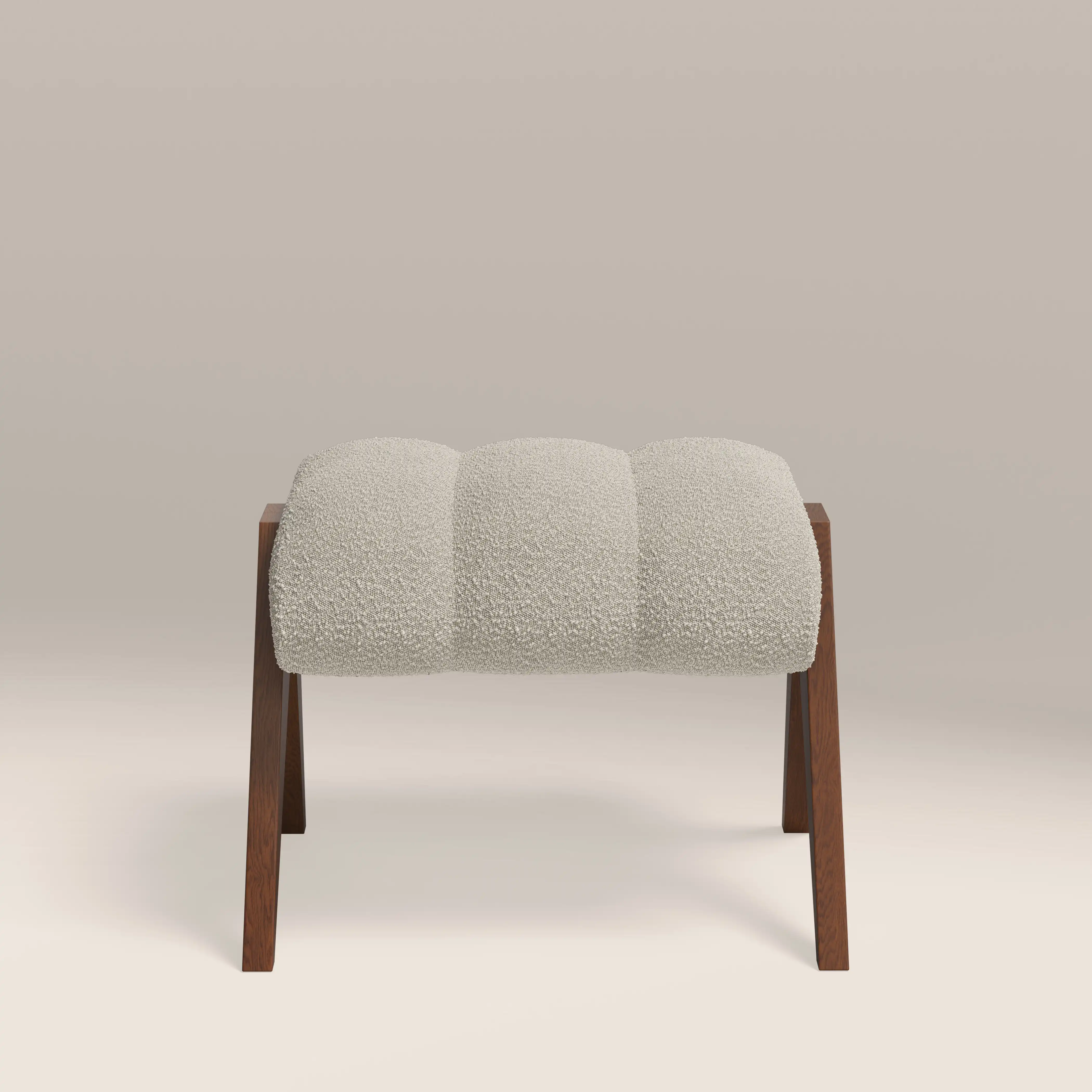 Paulo Footstool | Speckled Stone Sustainable Boucle & Walnut - Image 5