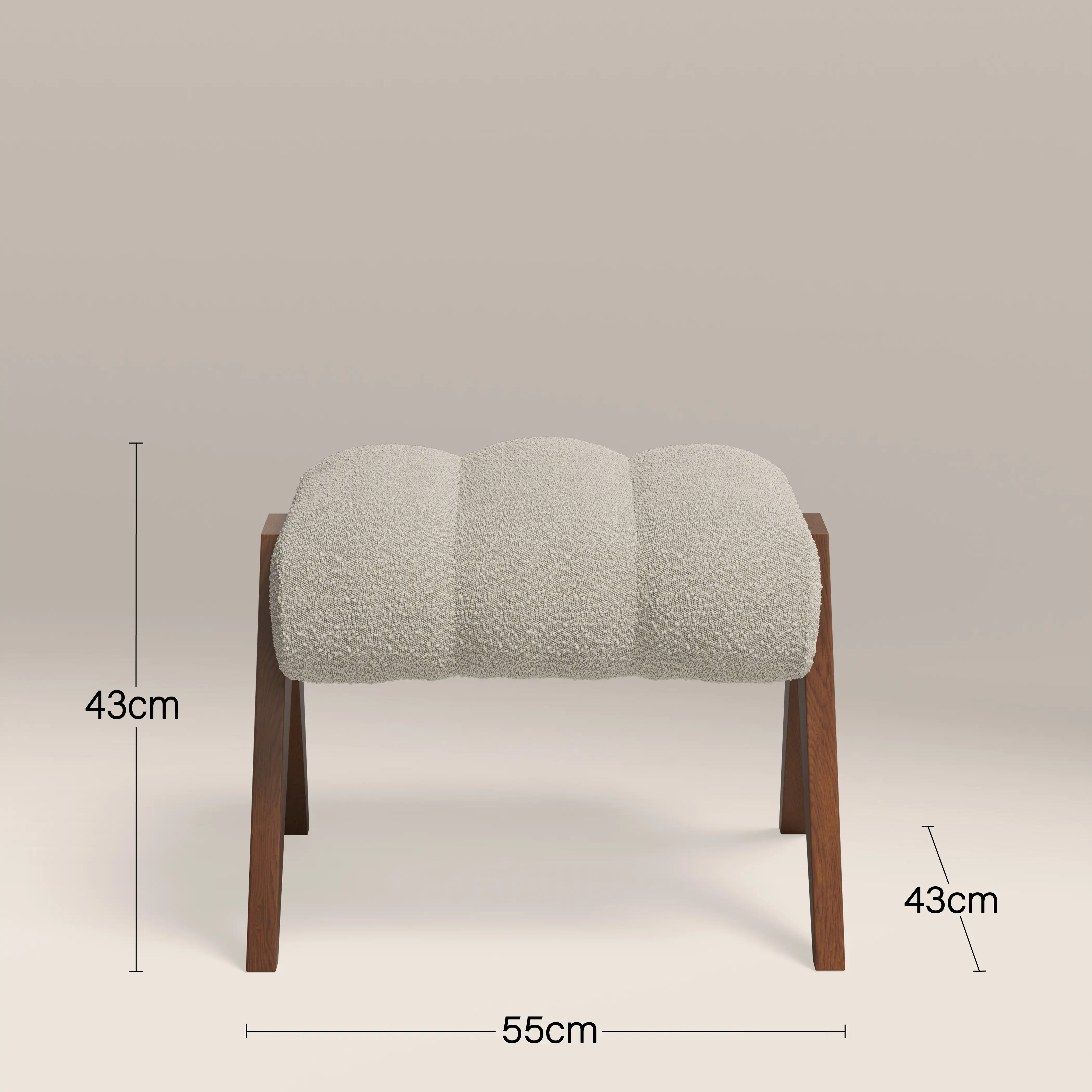 Paulo Footstool | Speckled Stone Sustainable Boucle & Walnut - Image 6