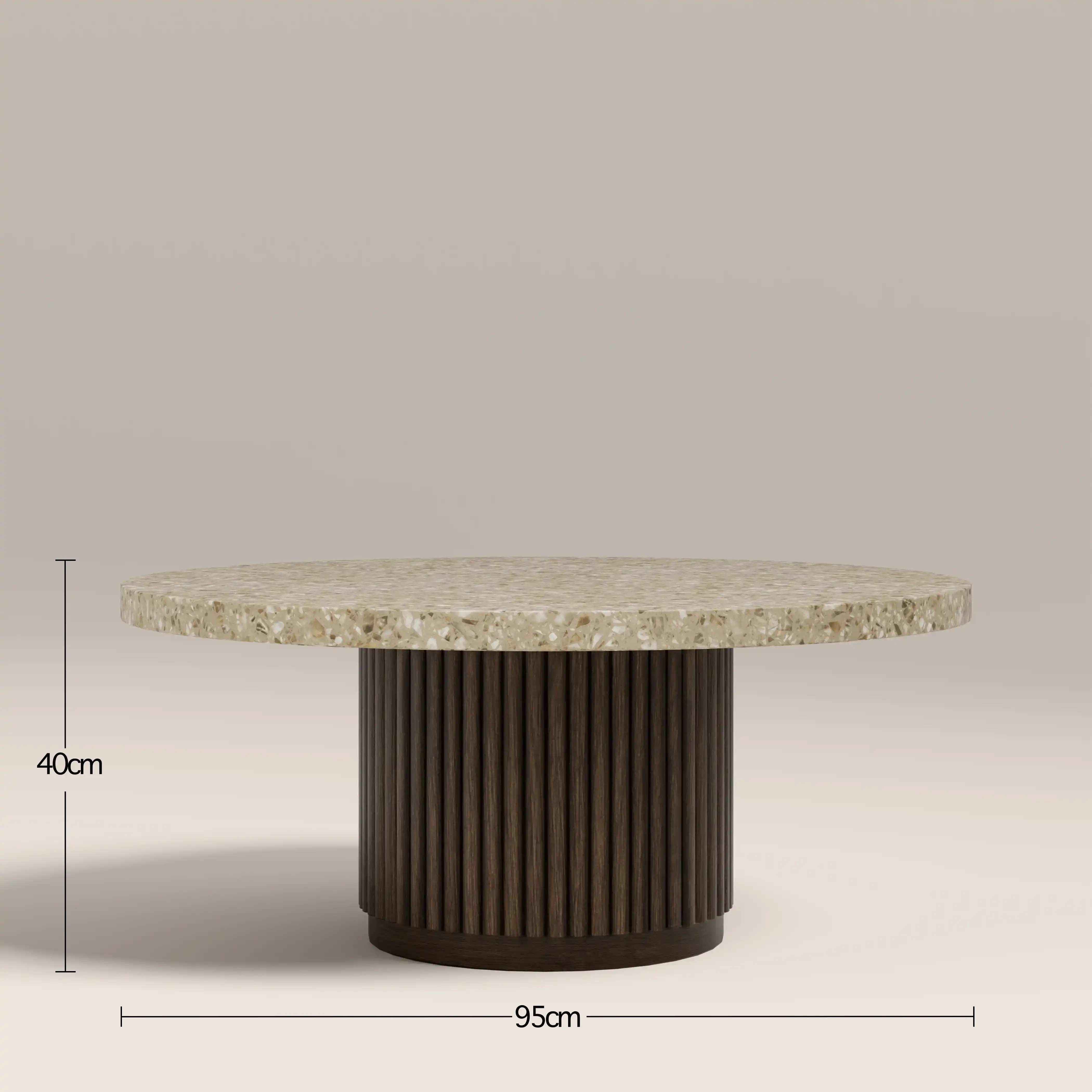 Pedersen Round Coffee Table | Cappuccino Brown Riverstone Marble & Walnut - Image 4