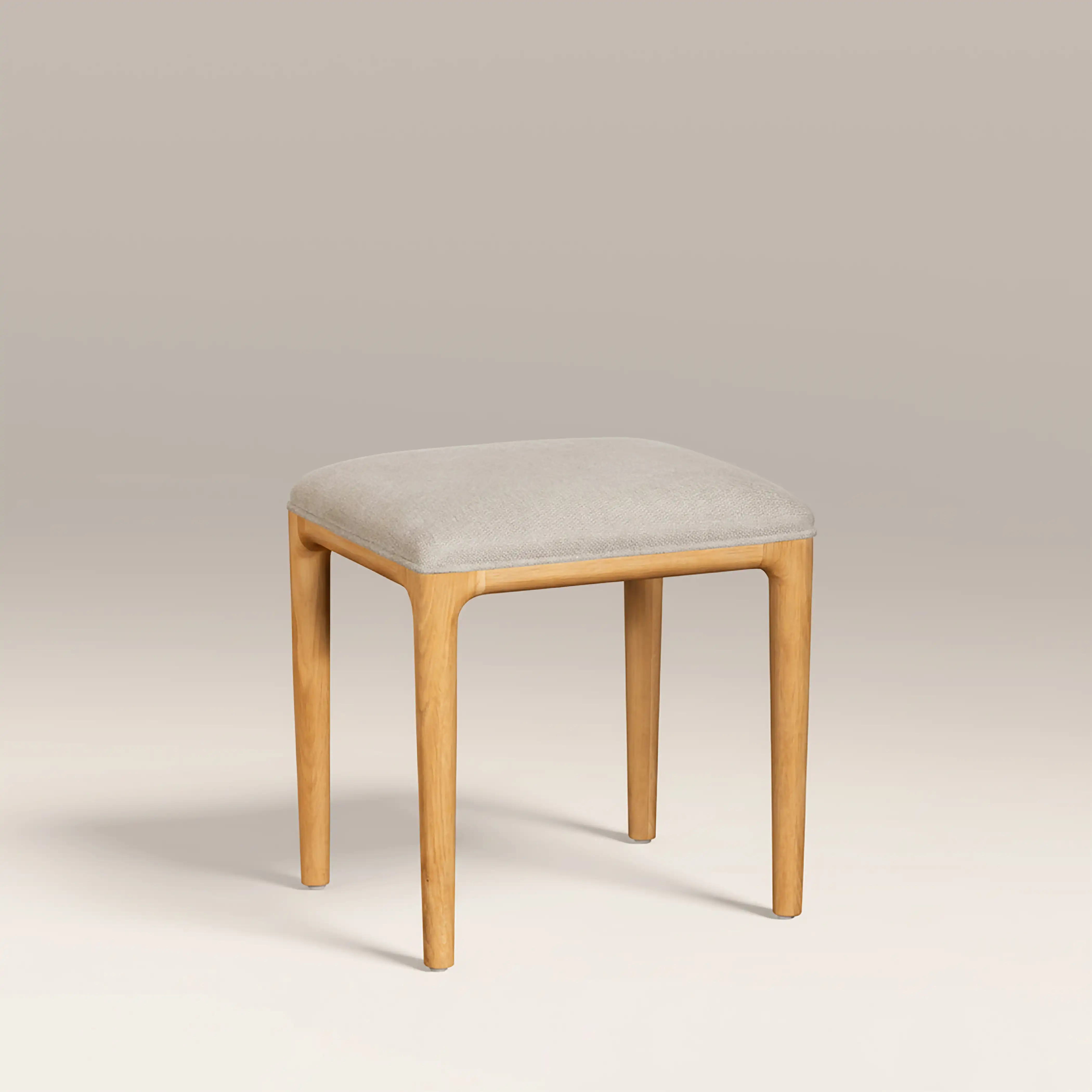 Percy Low Stool | Ivory Fabric & Oak - Image 2