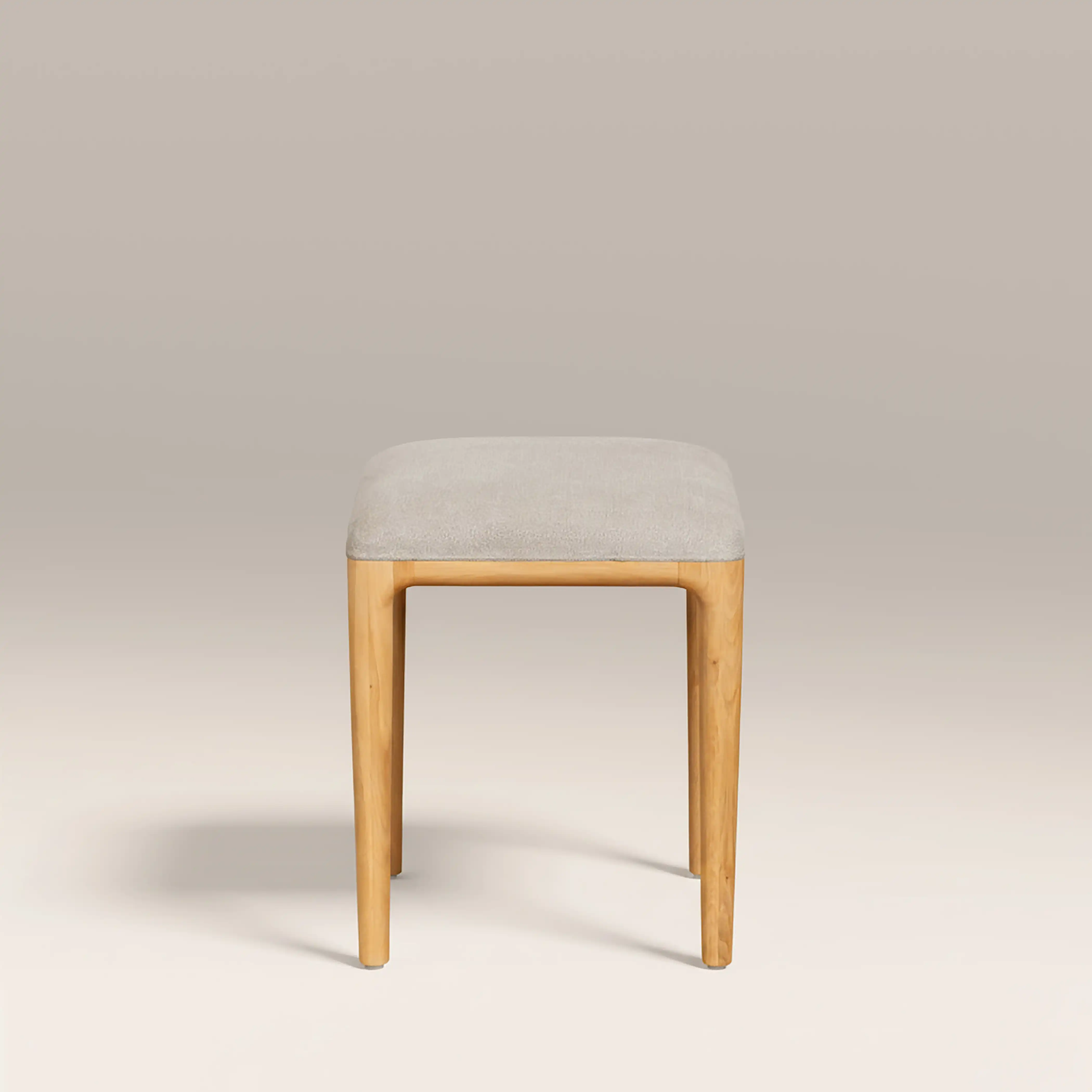 Percy Low Stool | Ivory Fabric & Oak - Image 3