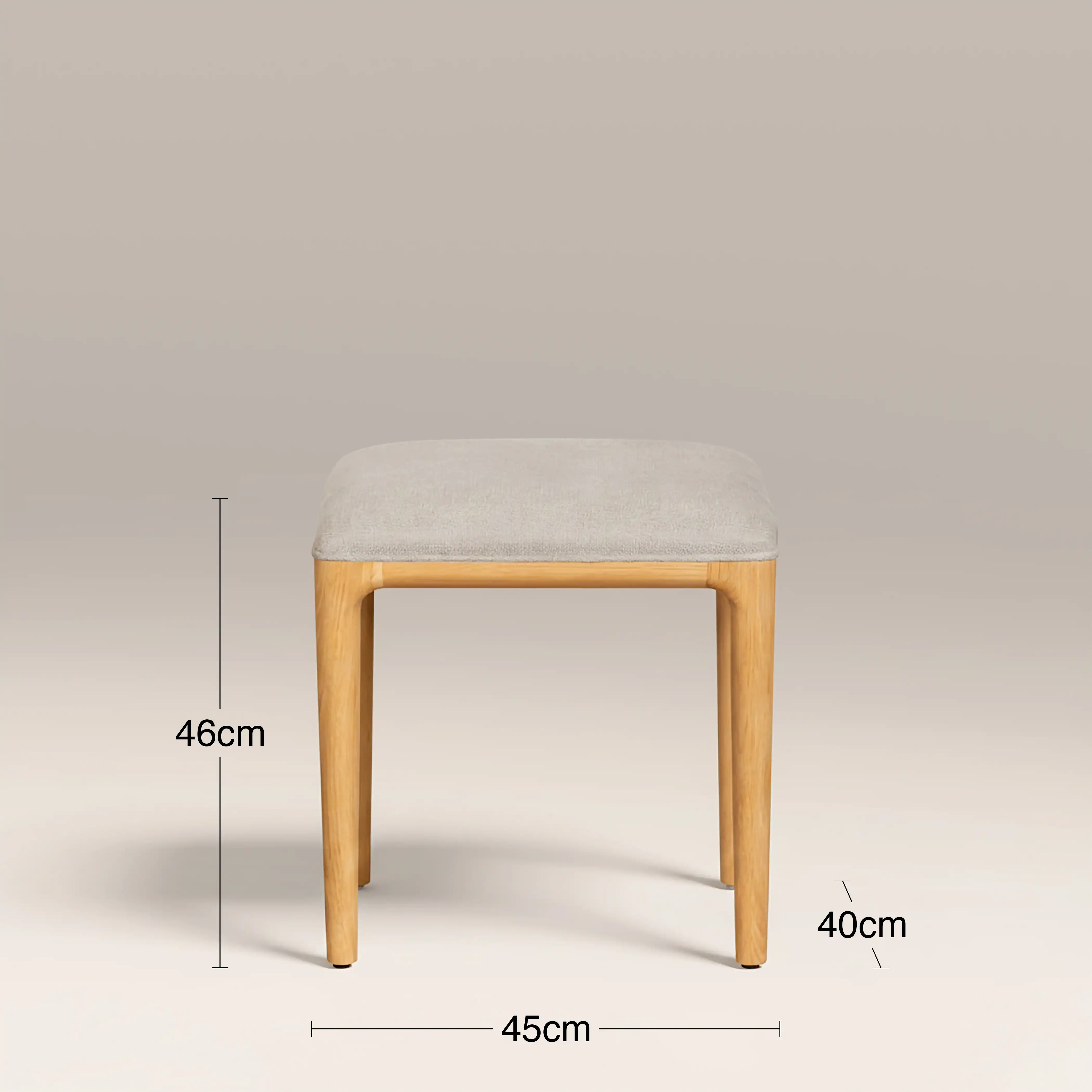 Percy Low Stool | Ivory Fabric & Oak - Image 4