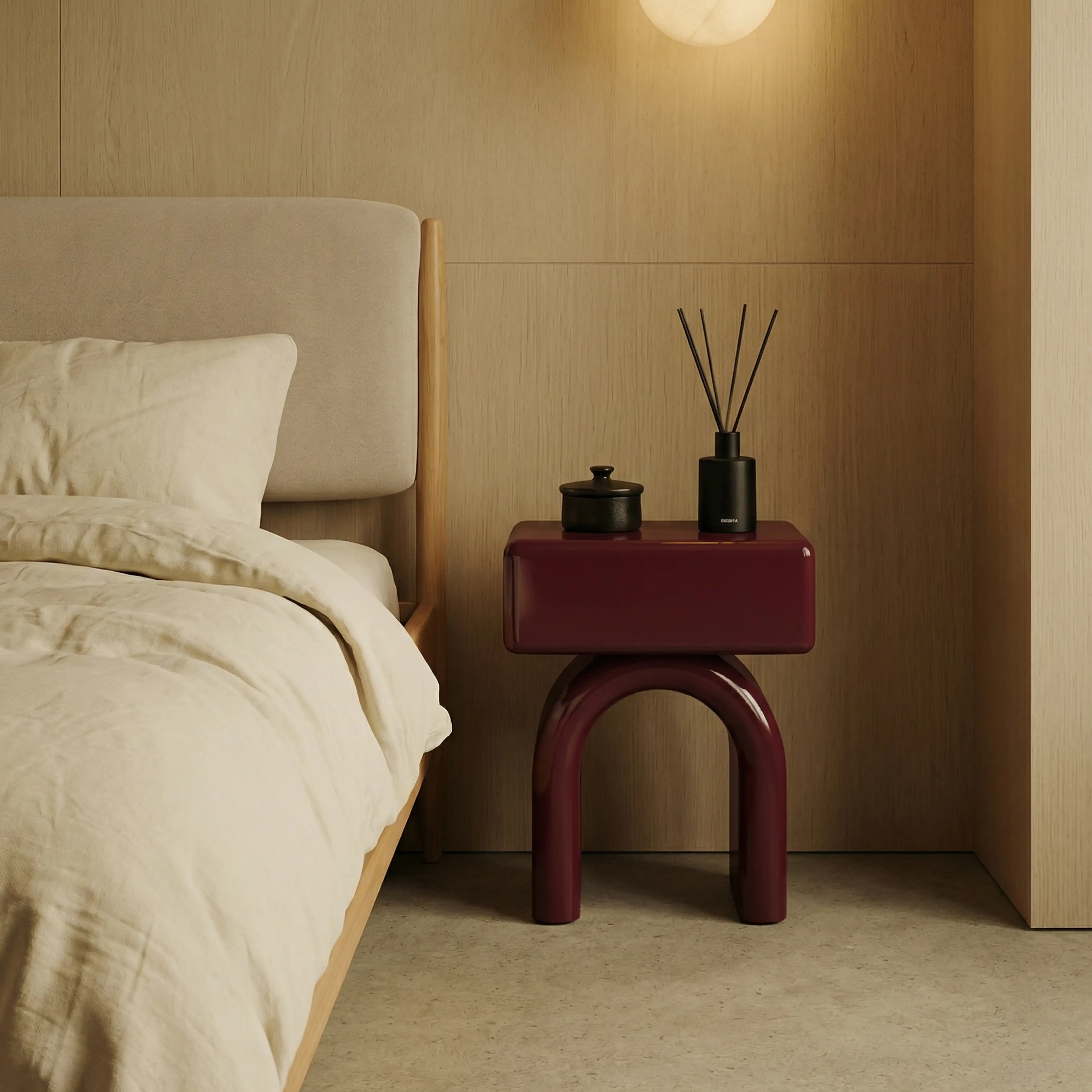 Percy King Bed | Ivory Fabric & Oak - Image 2