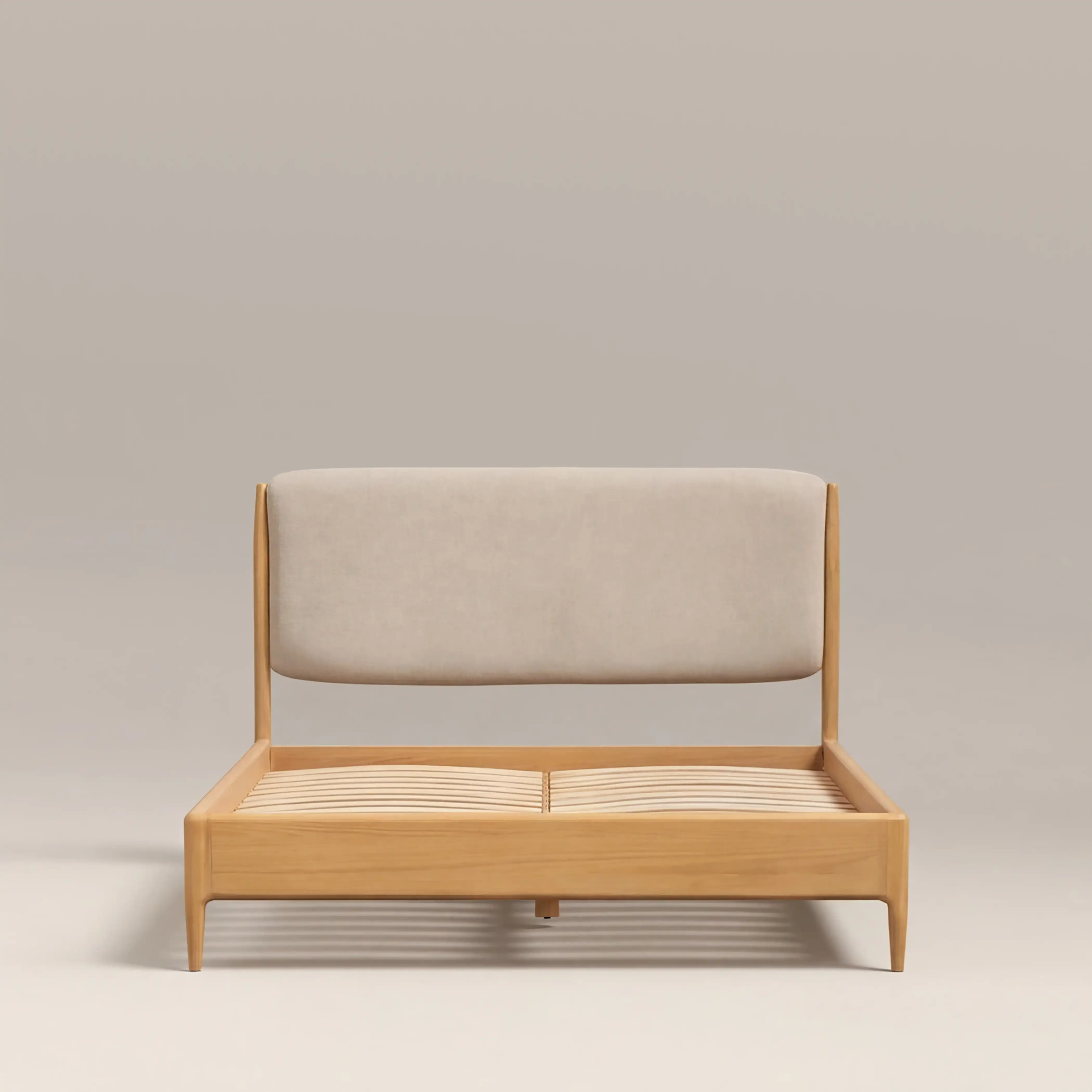 Percy King Bed | Ivory Fabric & Oak - Image 3