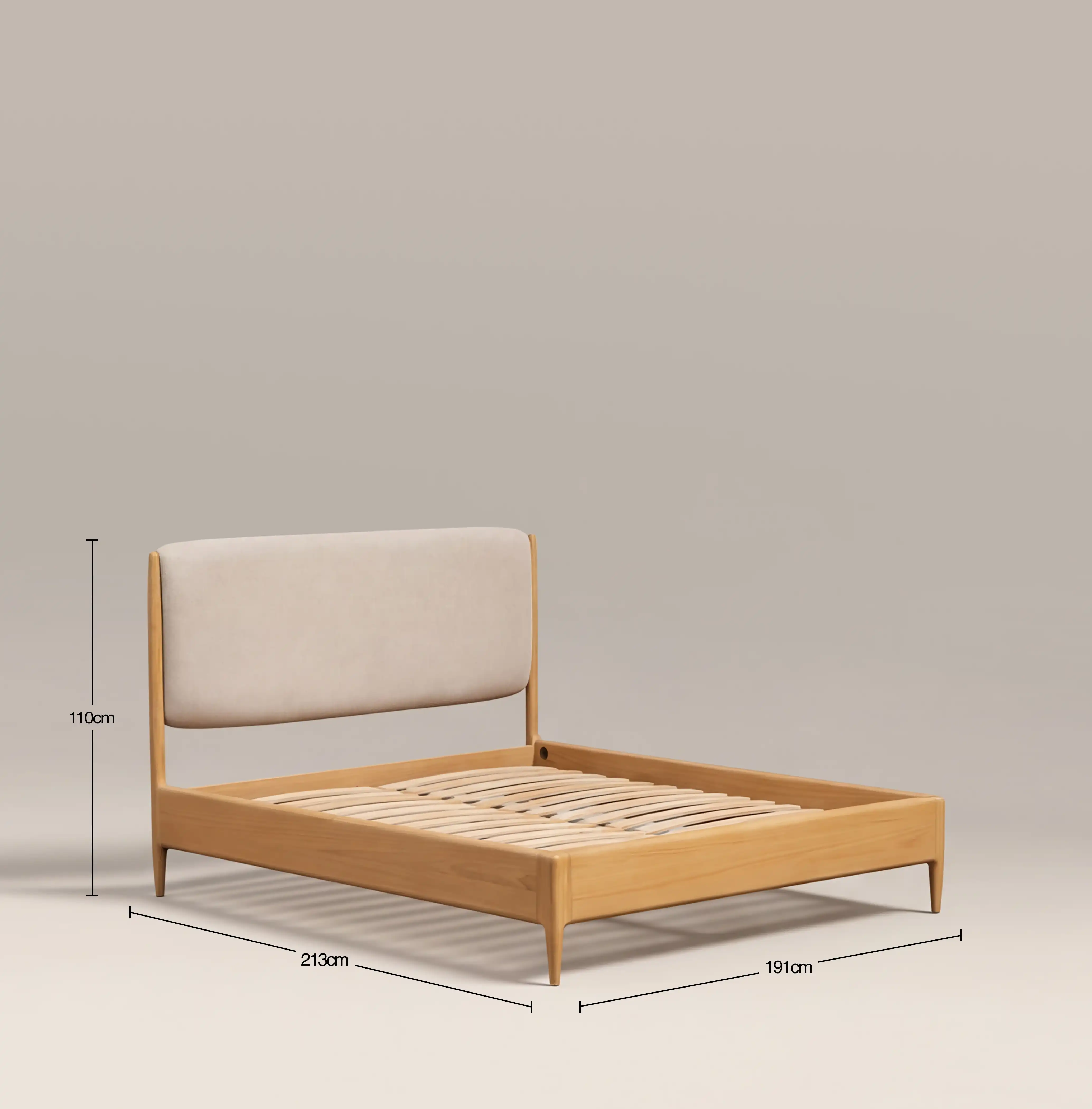 Percy Super King Bed | Ivory Fabric & Oak - Image 5