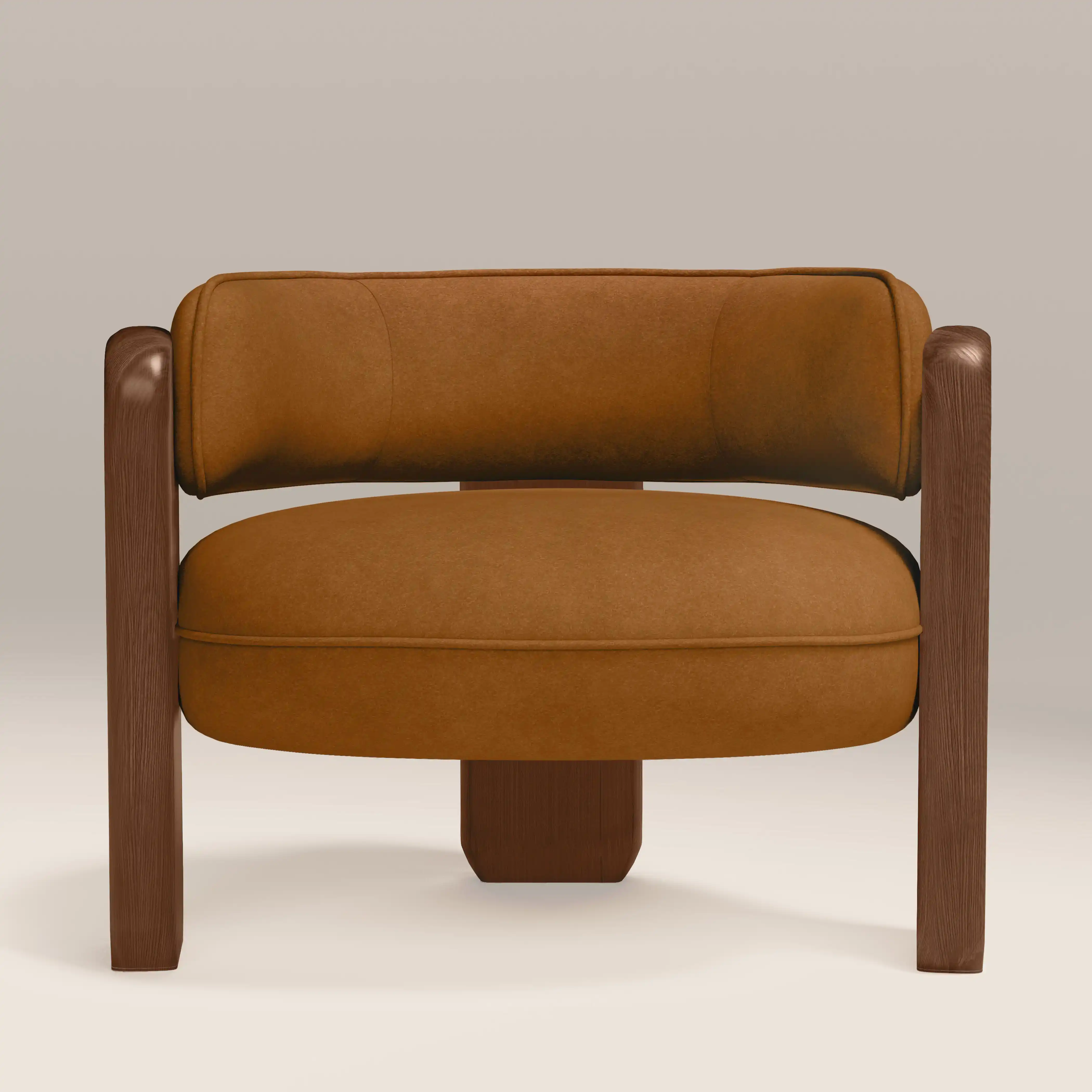Porter Armchair | Caramel Brown Sustainable Mohair Velvet & Walnut - Image 2