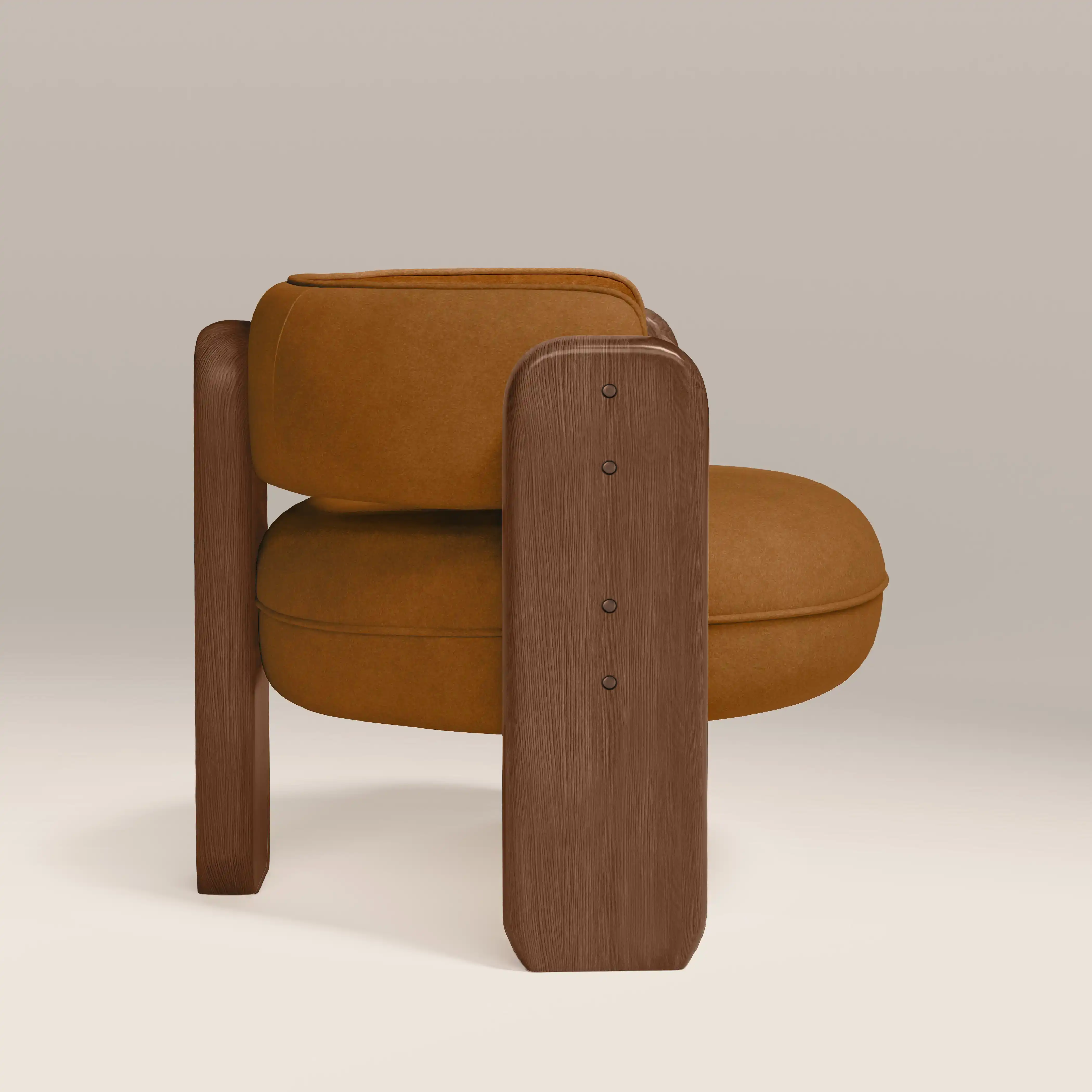 Porter Armchair | Caramel Brown Sustainable Mohair Velvet & Walnut - Image 5