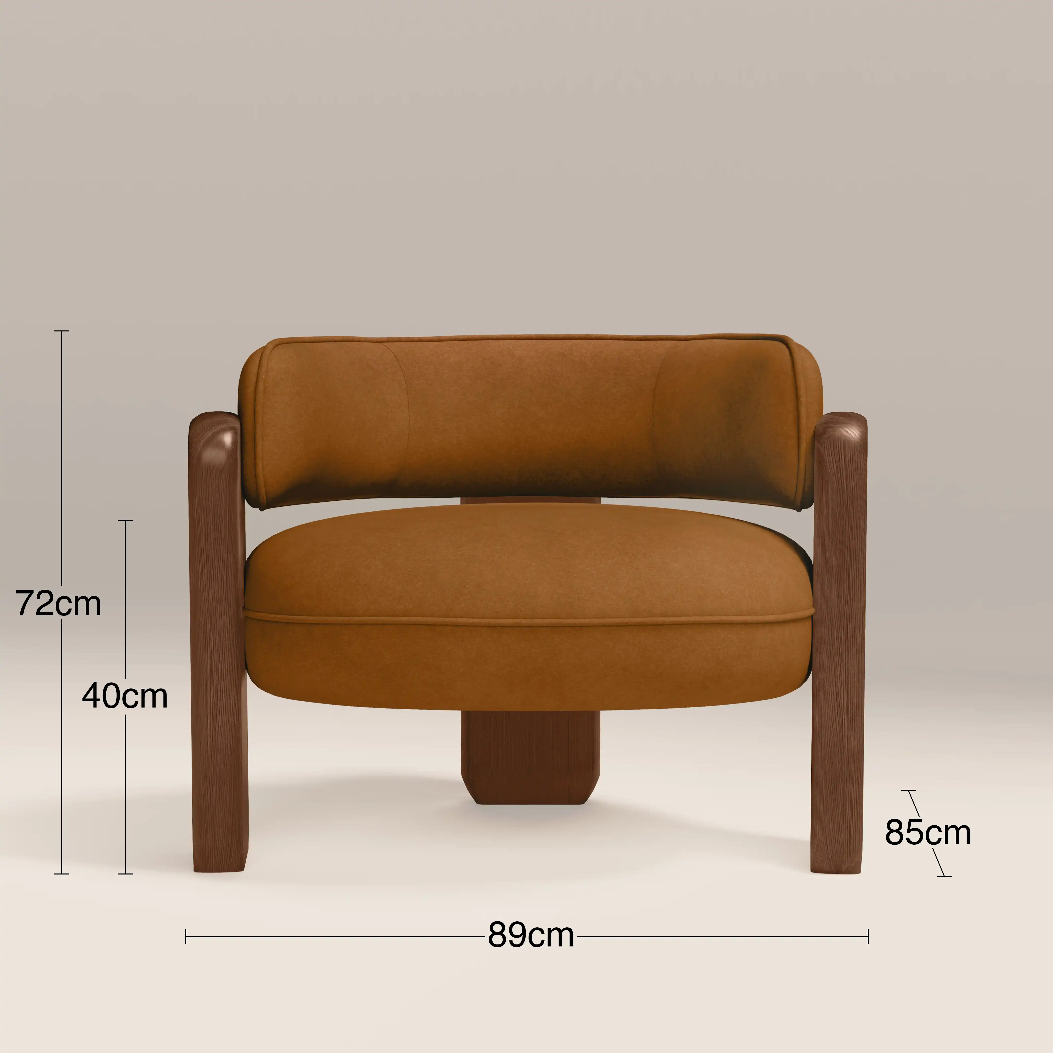 Porter Armchair | Caramel Brown Sustainable Mohair Velvet & Walnut - Image 8