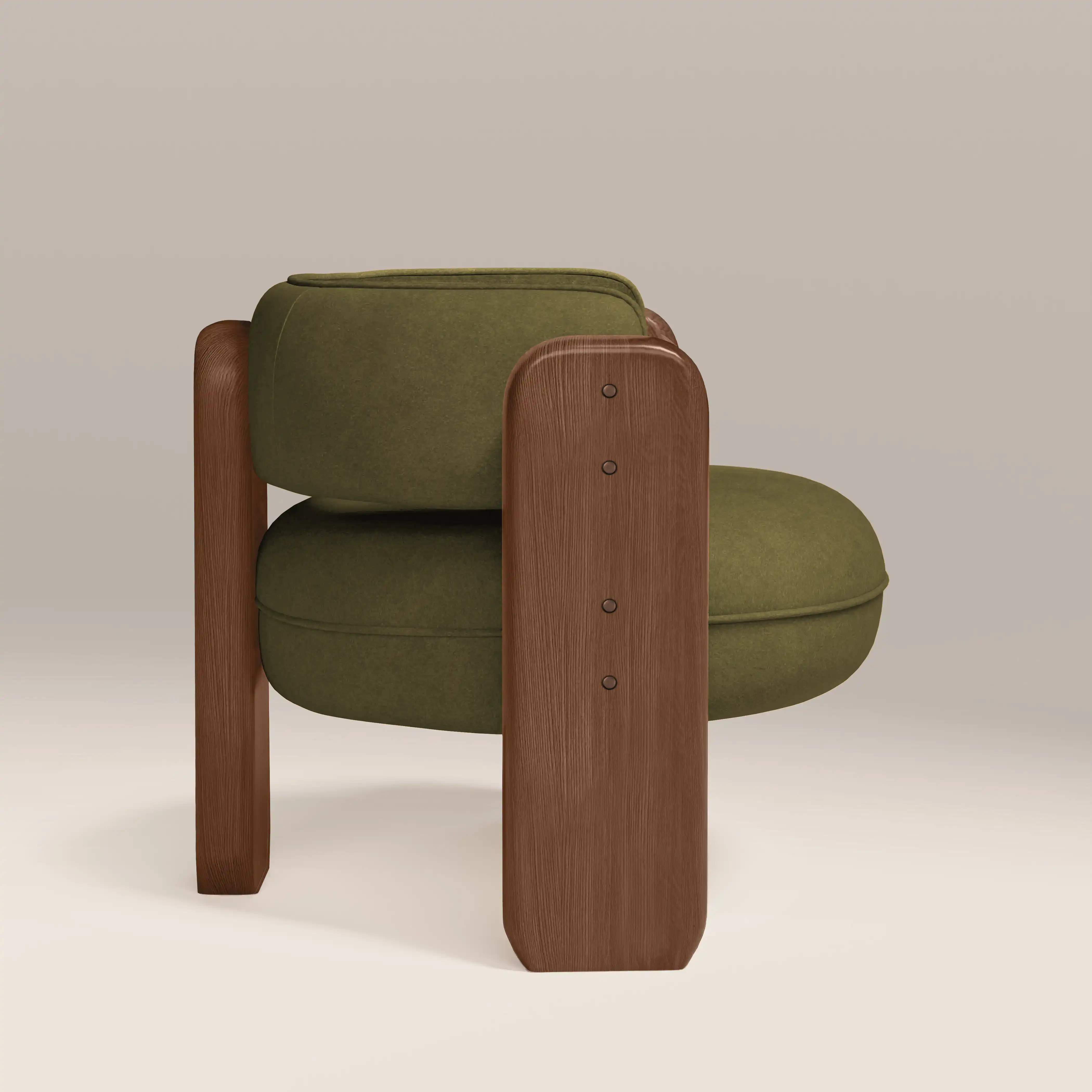 Porter Armchair | Moss Green Sustainable Mohair Velvet & Walnut - Image 4