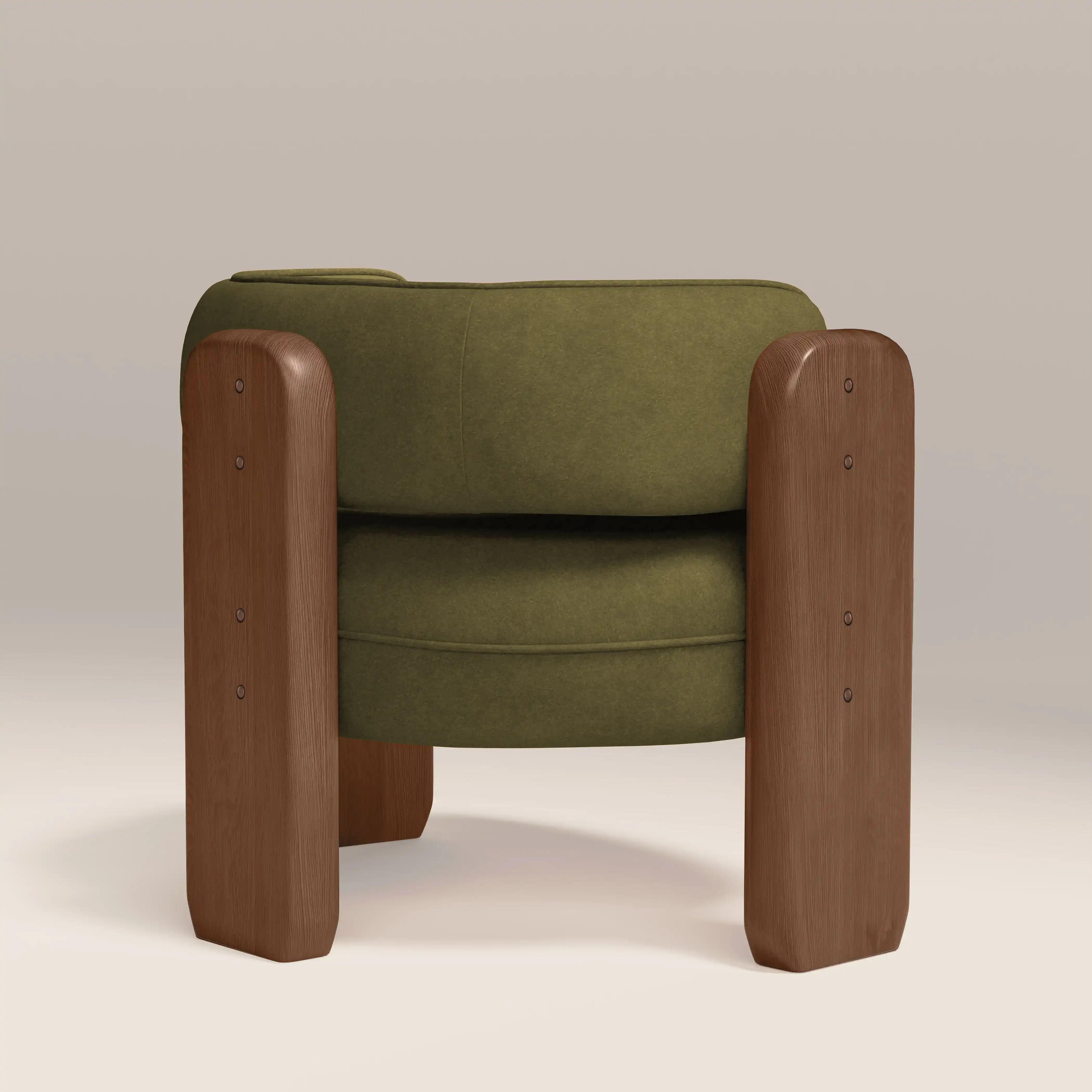 Porter Armchair | Moss Green Sustainable Mohair Velvet & Walnut - Image 5