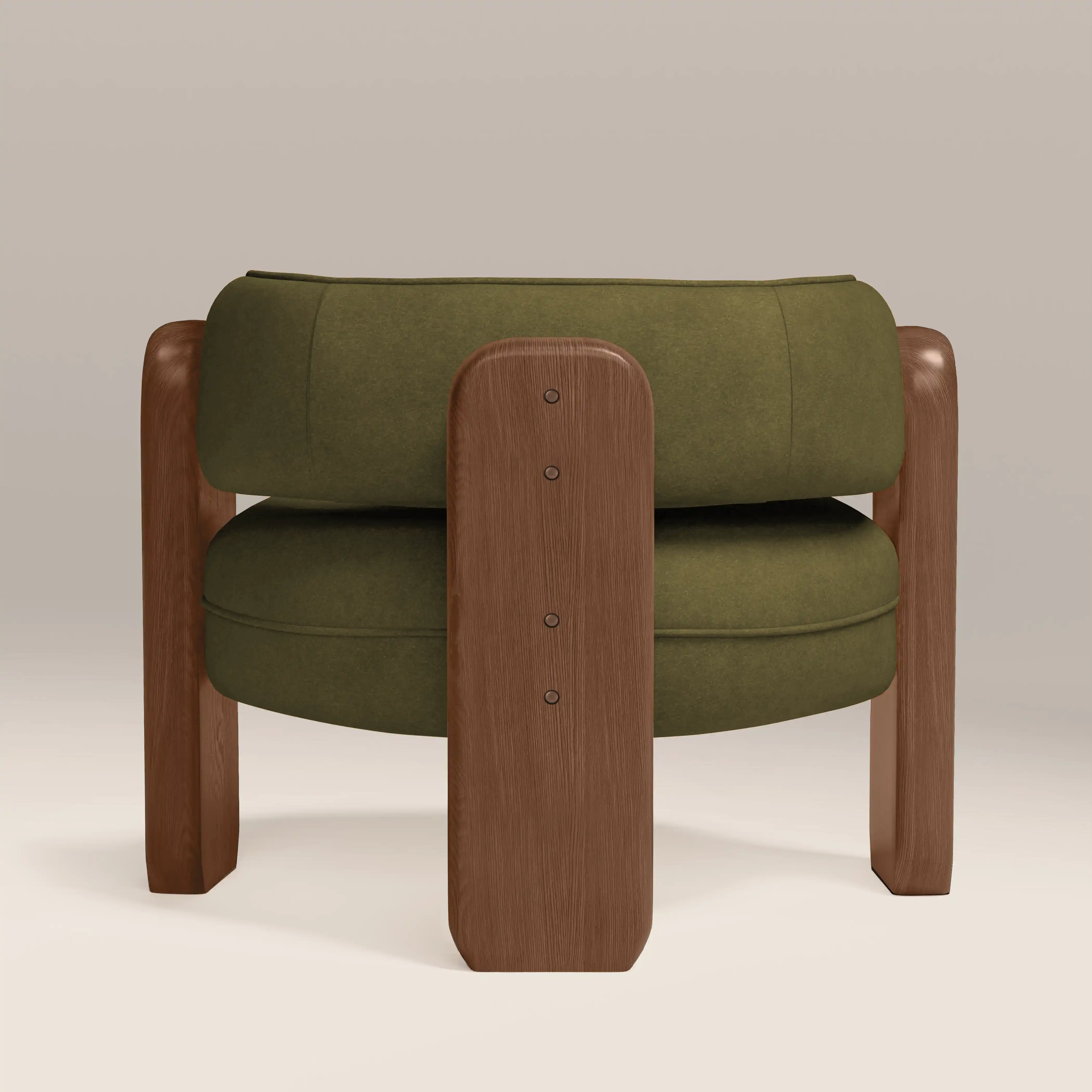 Porter Armchair | Moss Green Sustainable Mohair Velvet & Walnut - Image 6
