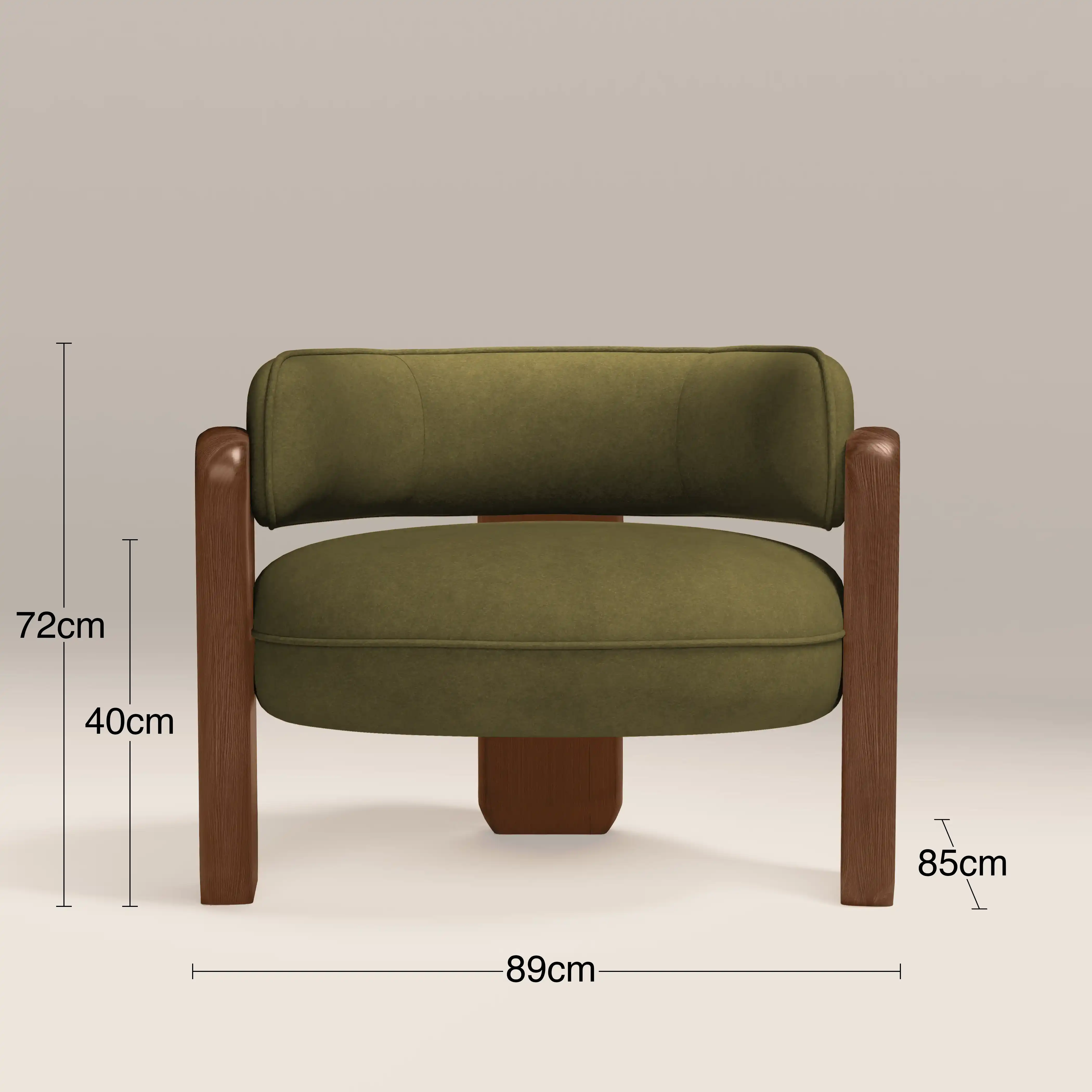 Porter Armchair | Moss Green Sustainable Mohair Velvet & Walnut - Image 7