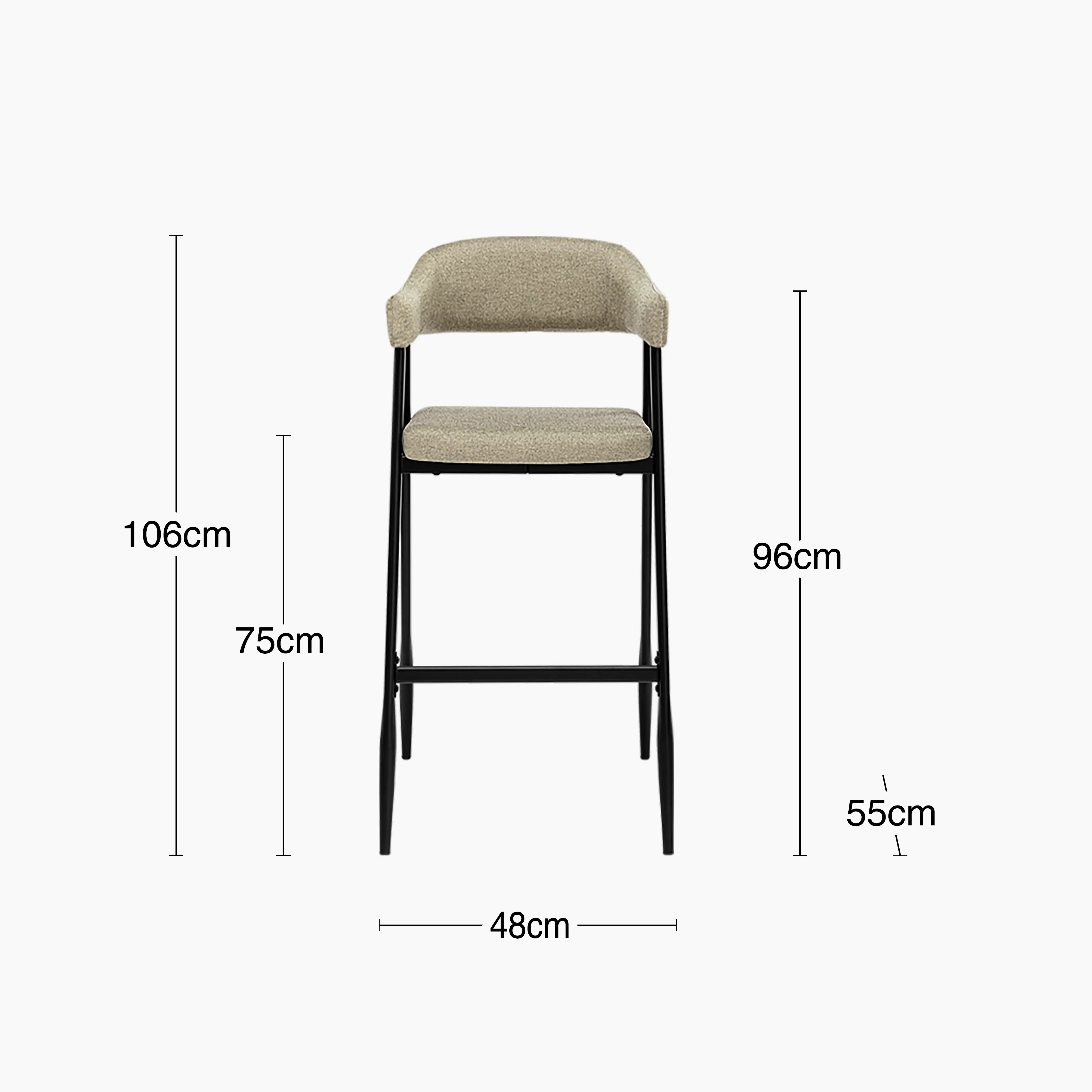 Presley Bar Stool | Latte Sustainable Fabric & Black - Image 6