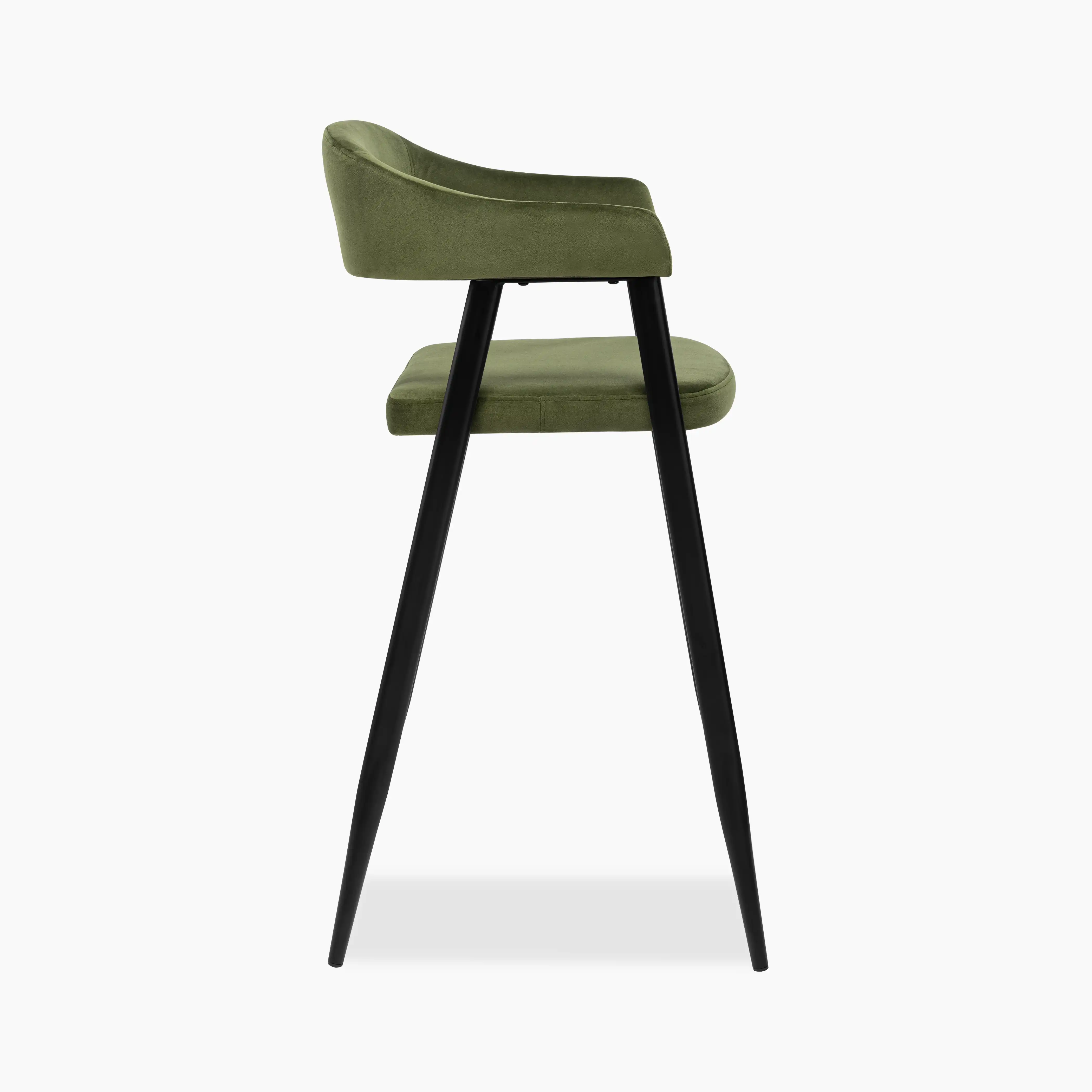 Presley Bar Stool | Olive Green Sustainable Velvet & Black - Image 3