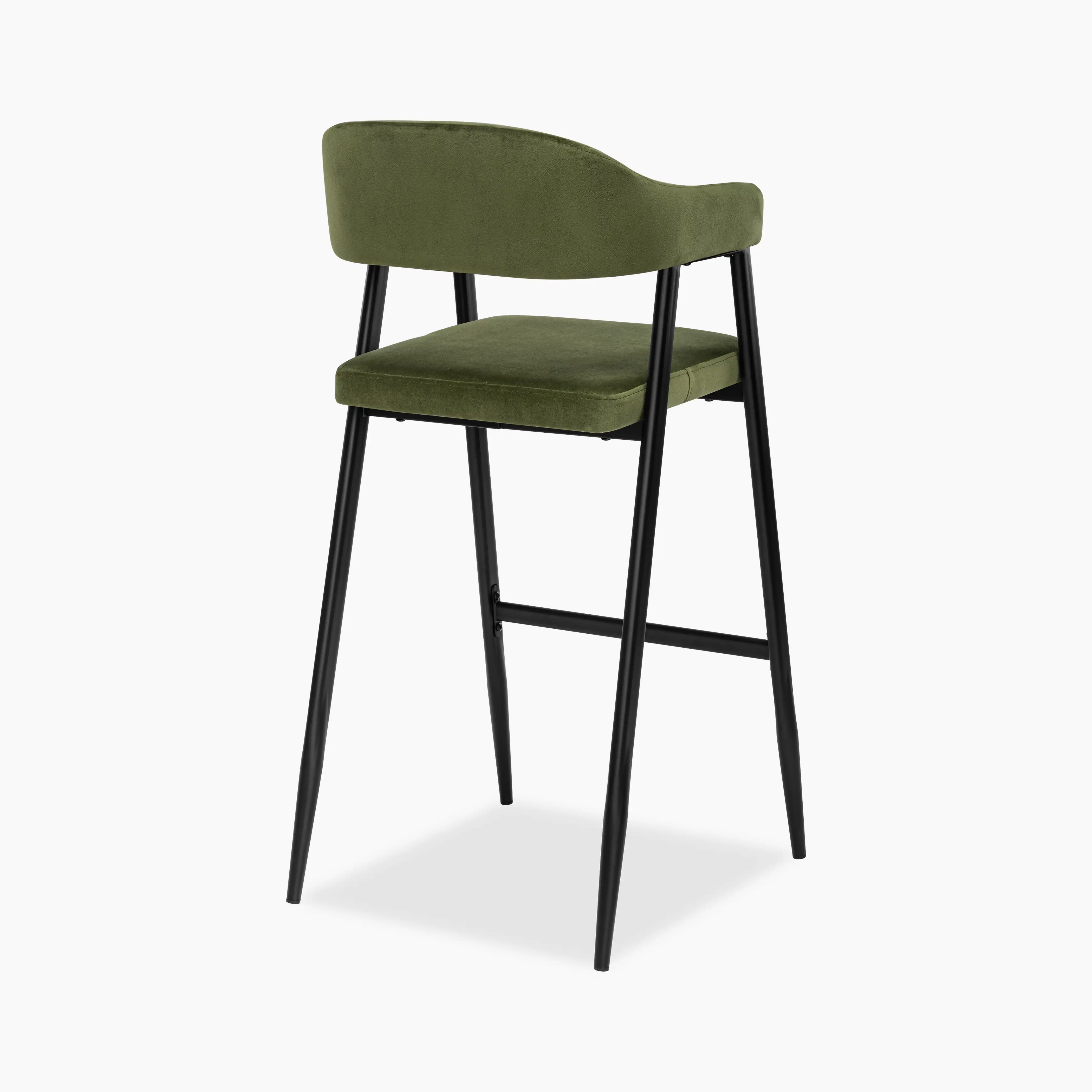 Presley Bar Stool | Olive Green Sustainable Velvet & Black - Image 5