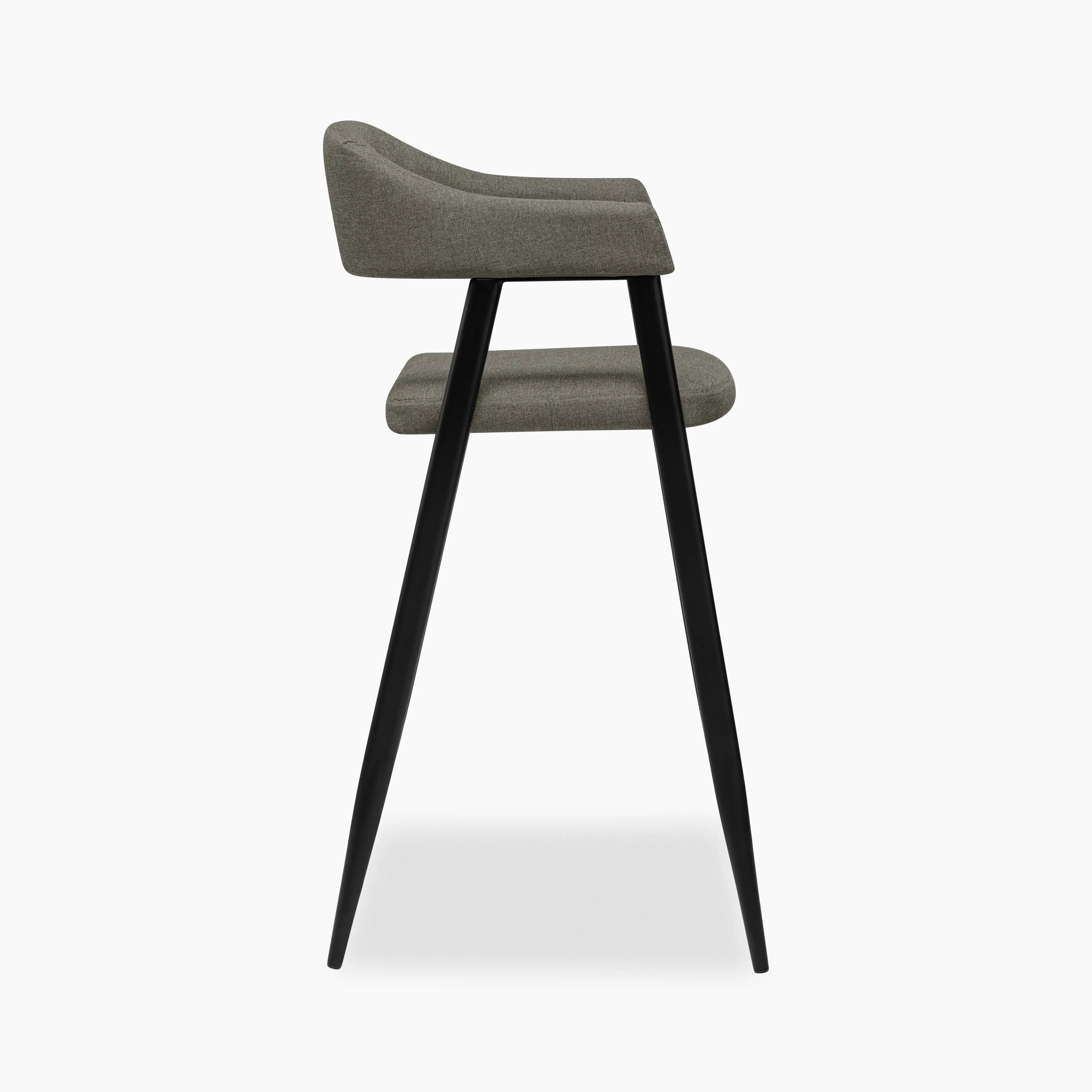 Presley Bar Stool | Speckled Grey Sustainable Fabric & Black - Image 4