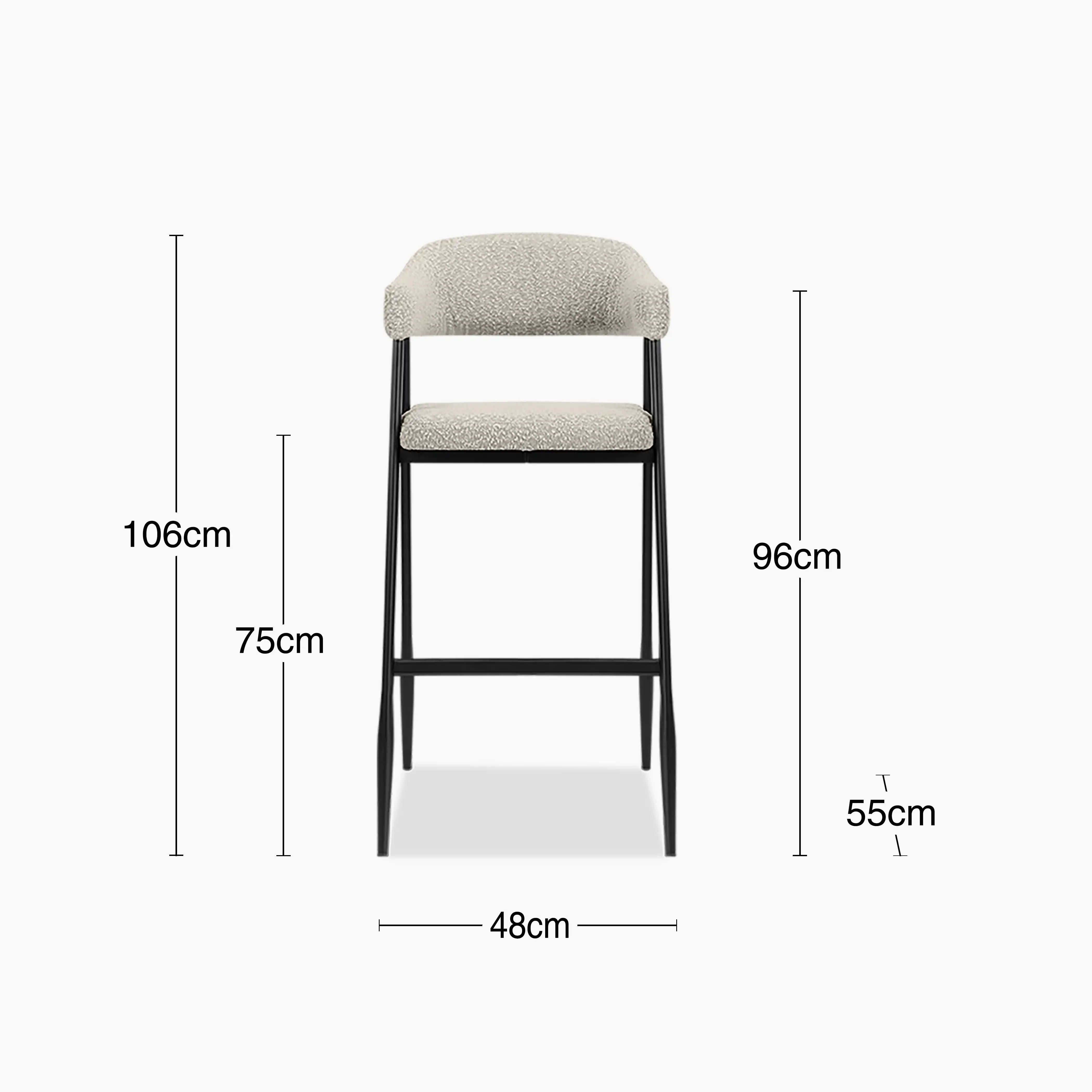 Presley Bar Stool | Speckled Stone Sustainable Boucle & Black - Image 8