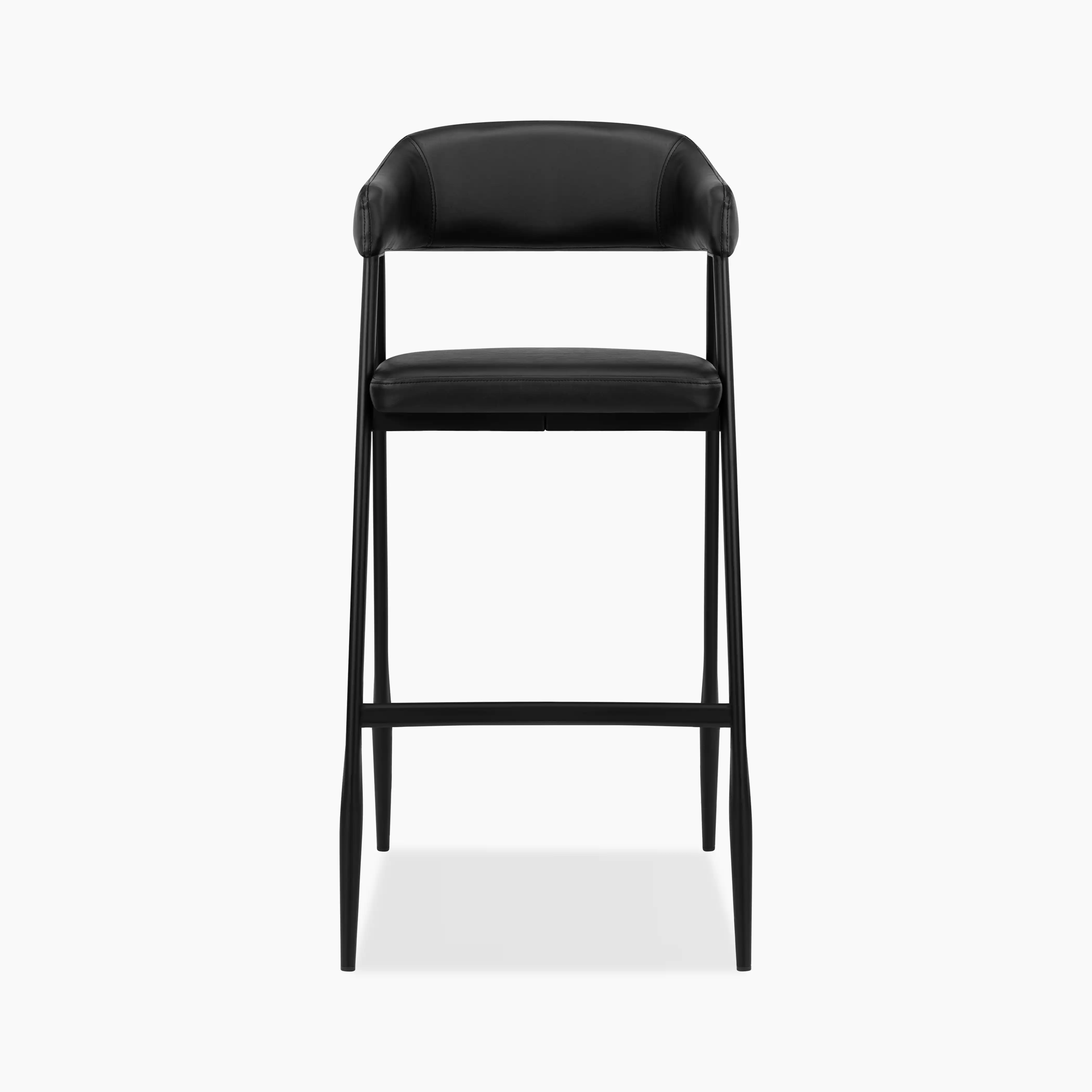 Presley Bar Stool | Vintage Black Faux Leather & Black - Image 4
