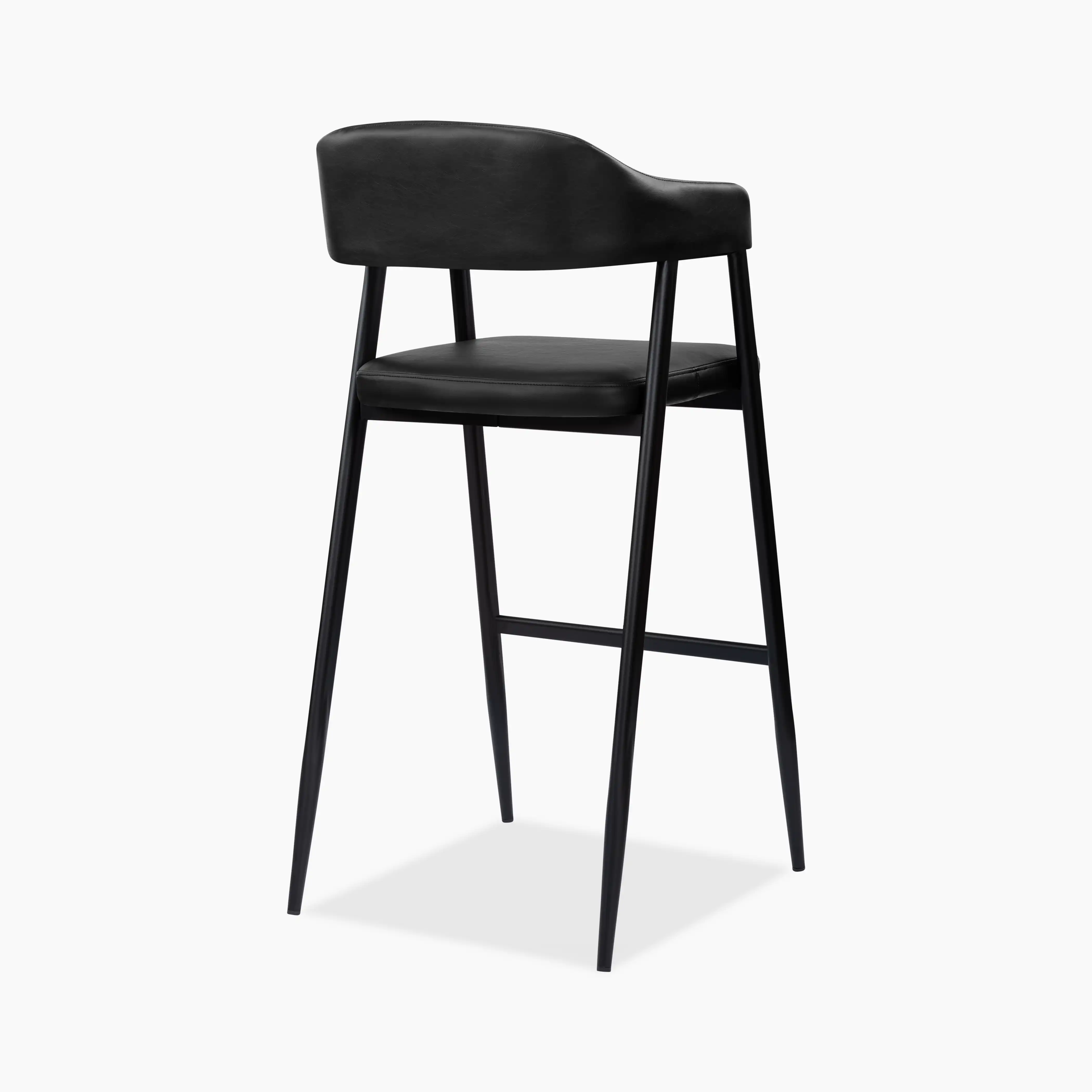 Presley Bar Stool | Vintage Black Faux Leather & Black - Image 7