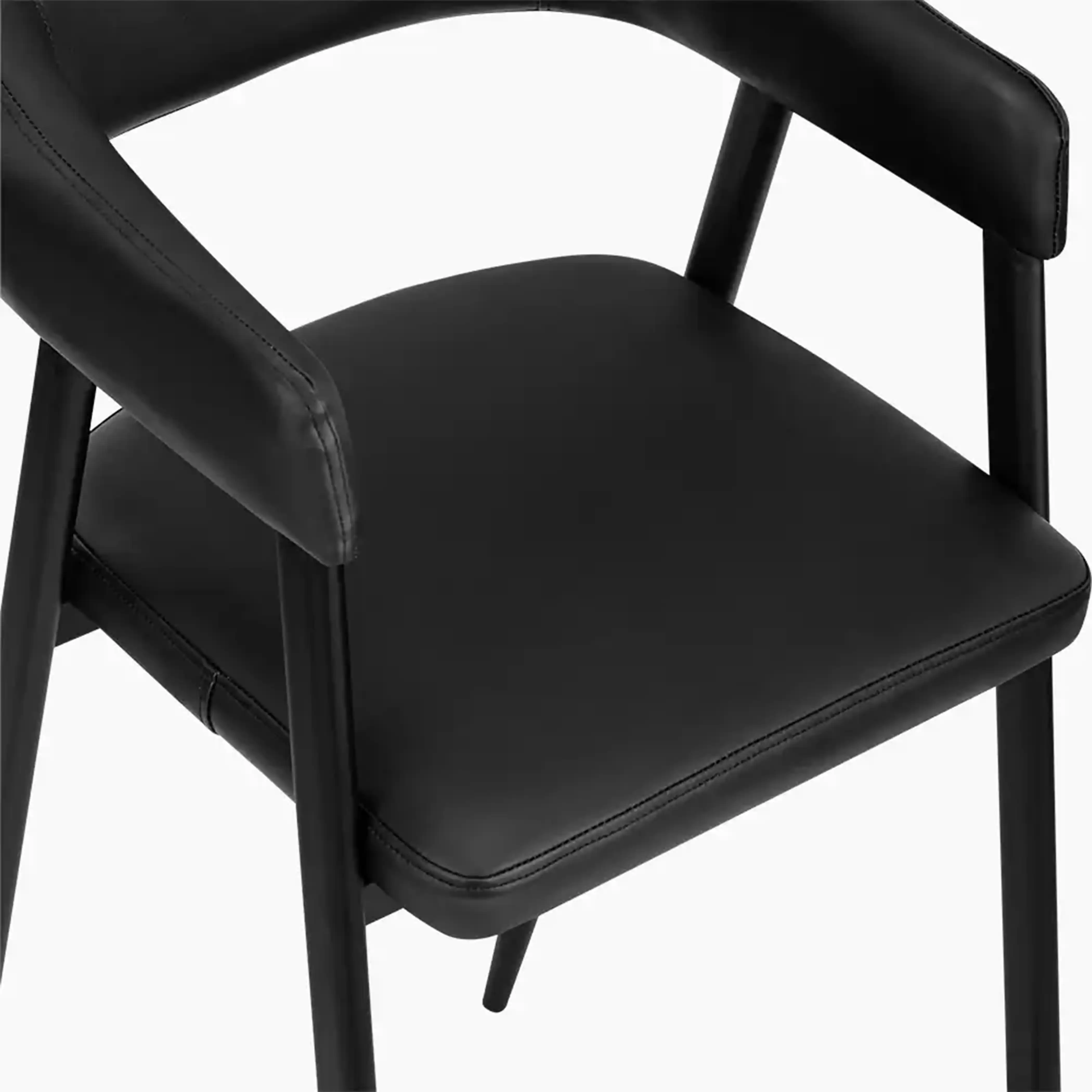 Presley Bar Stool | Vintage Black Faux Leather & Black - Image 8