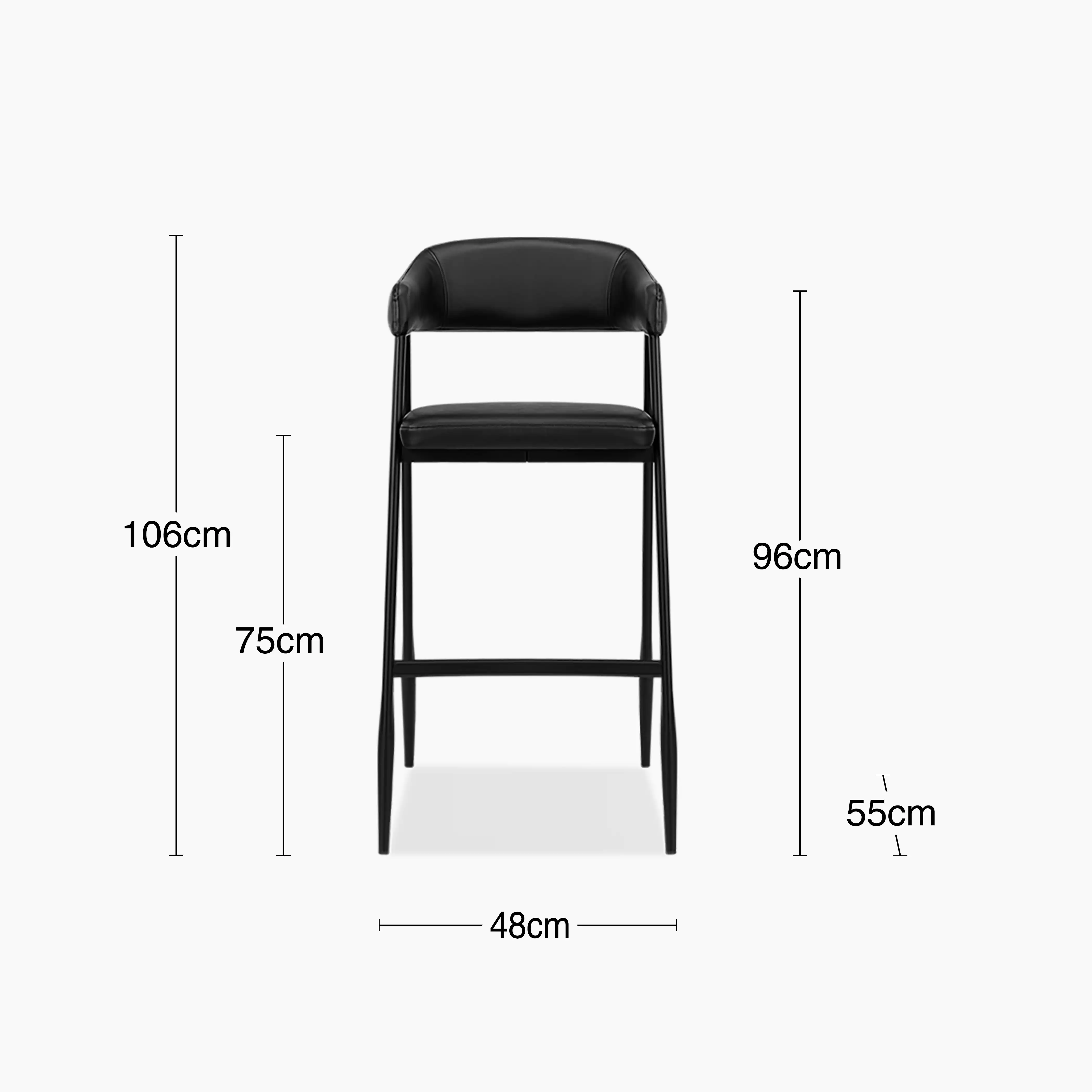 Presley Bar Stool | Vintage Black Faux Leather & Black - Image 9