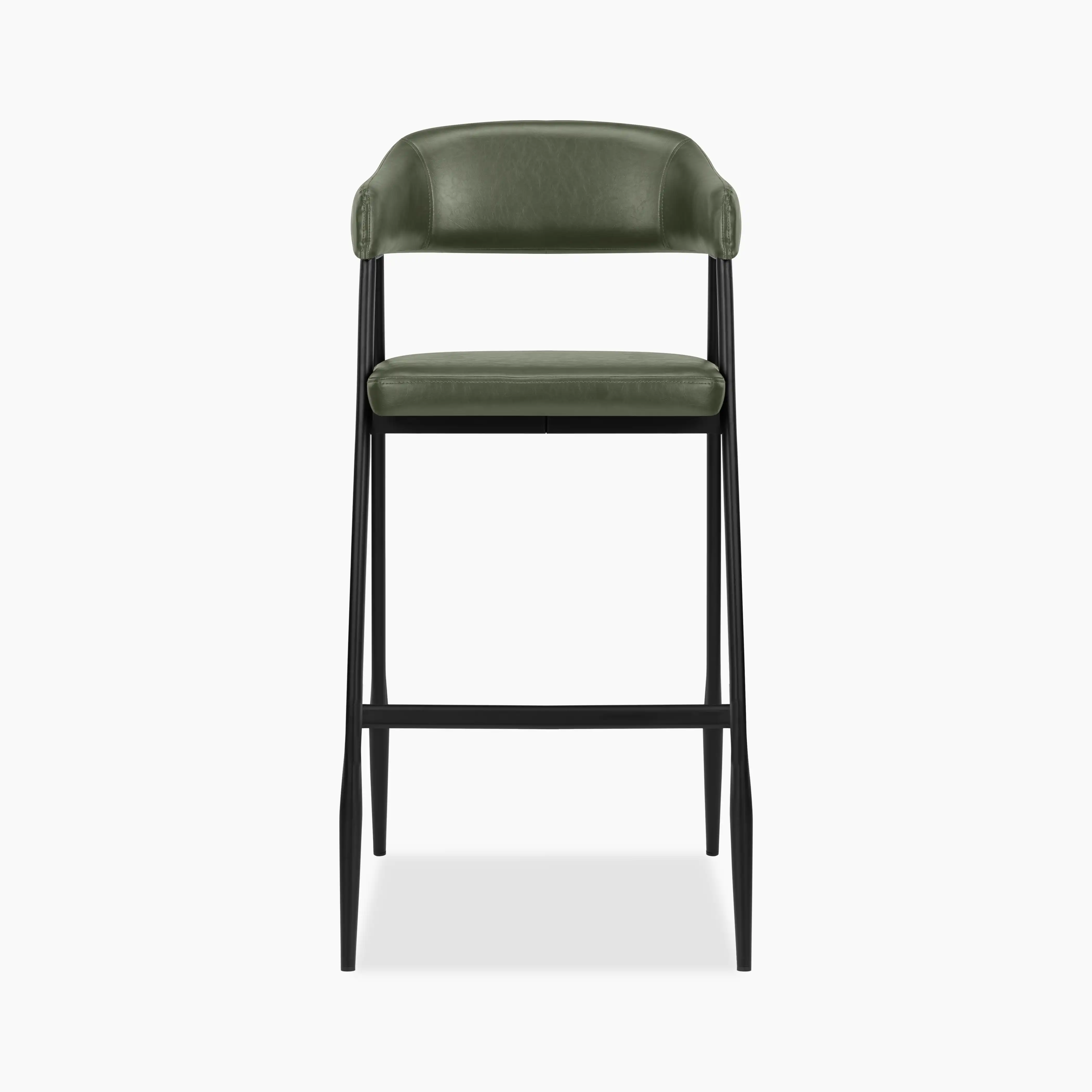 Presley Bar Stool | Vintage Green Faux Leather & Black - Image 3