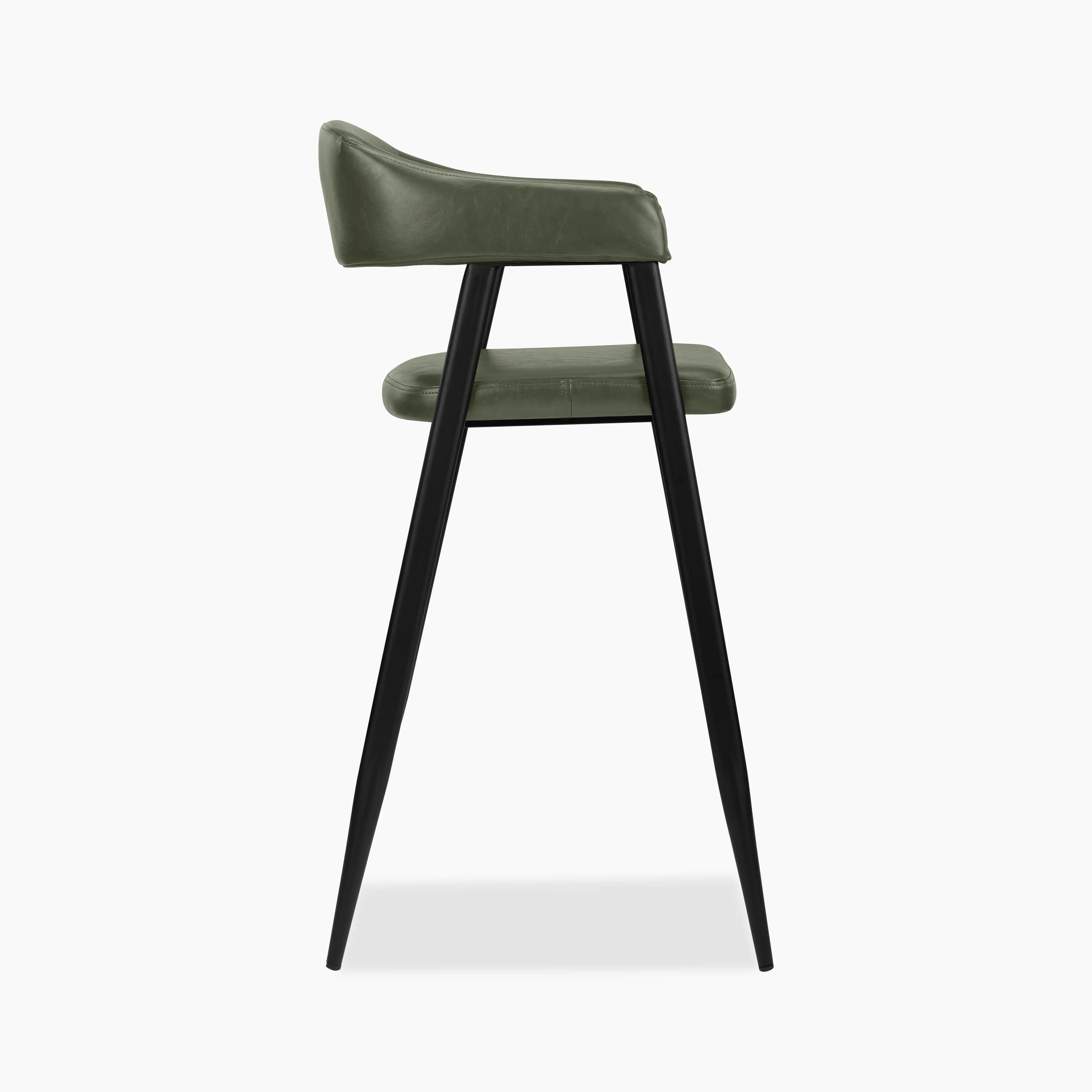Presley Bar Stool | Vintage Green Faux Leather & Black - Image 5