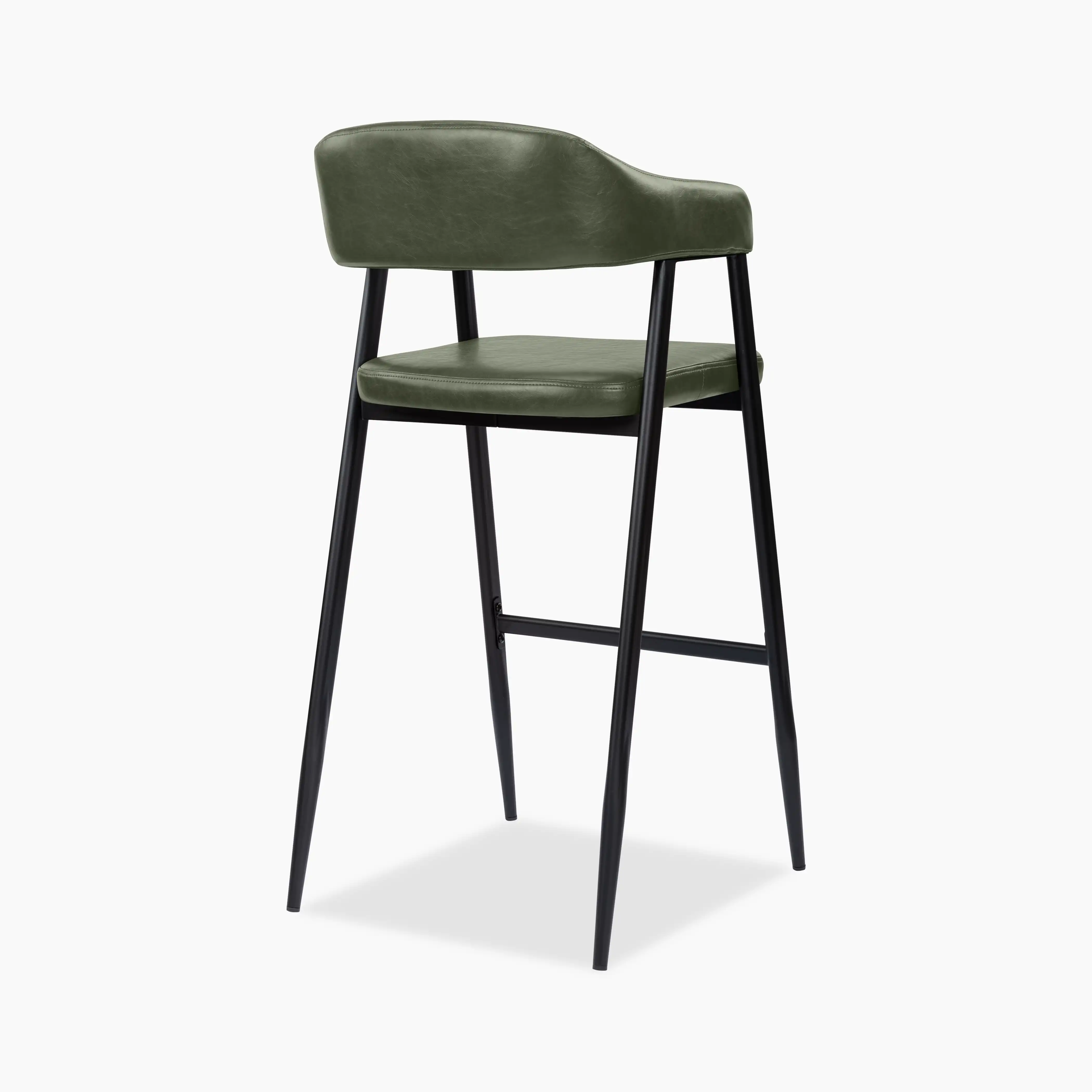 Presley Bar Stool | Vintage Green Faux Leather & Black - Image 7