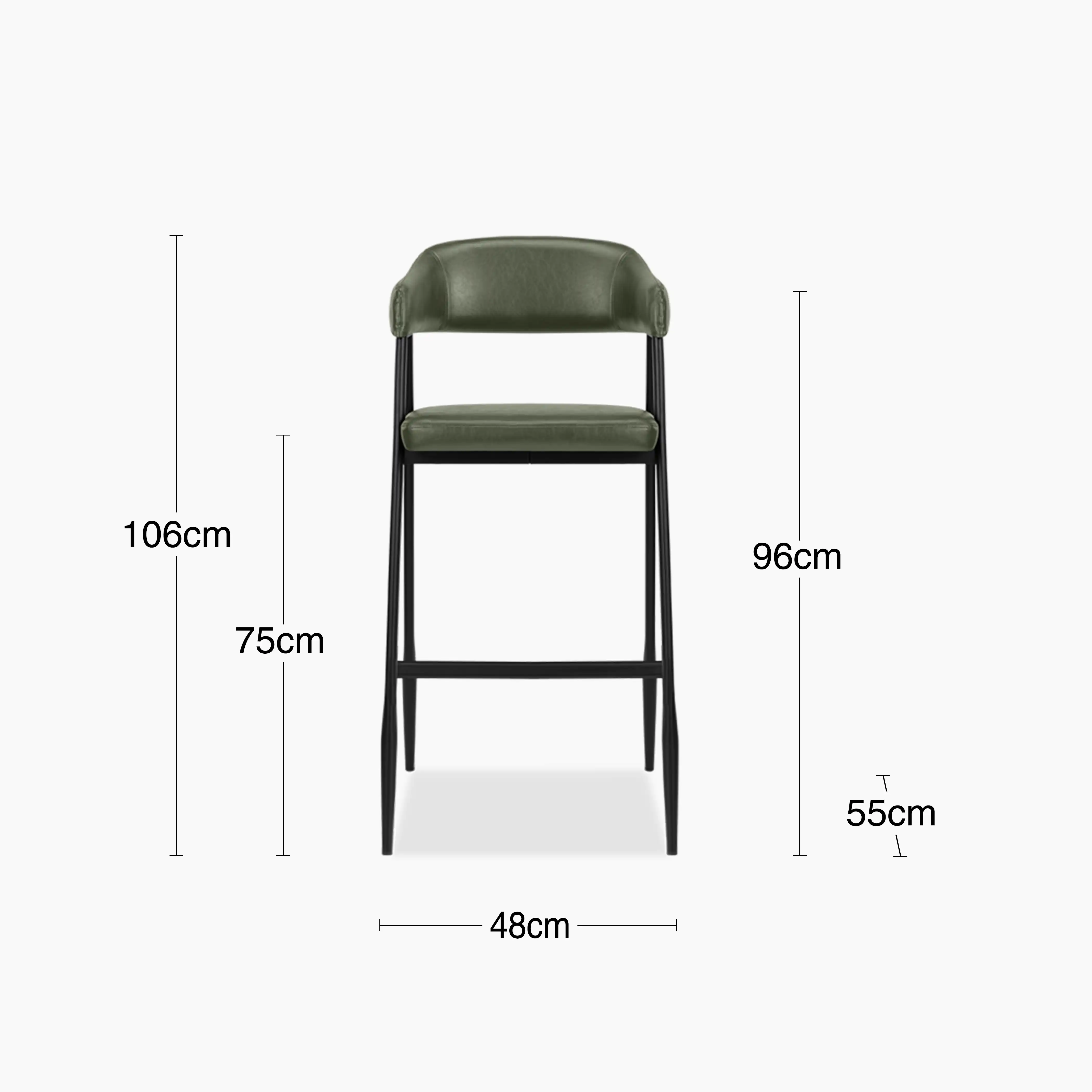 Presley Bar Stool | Vintage Green Faux Leather & Black - Image 9