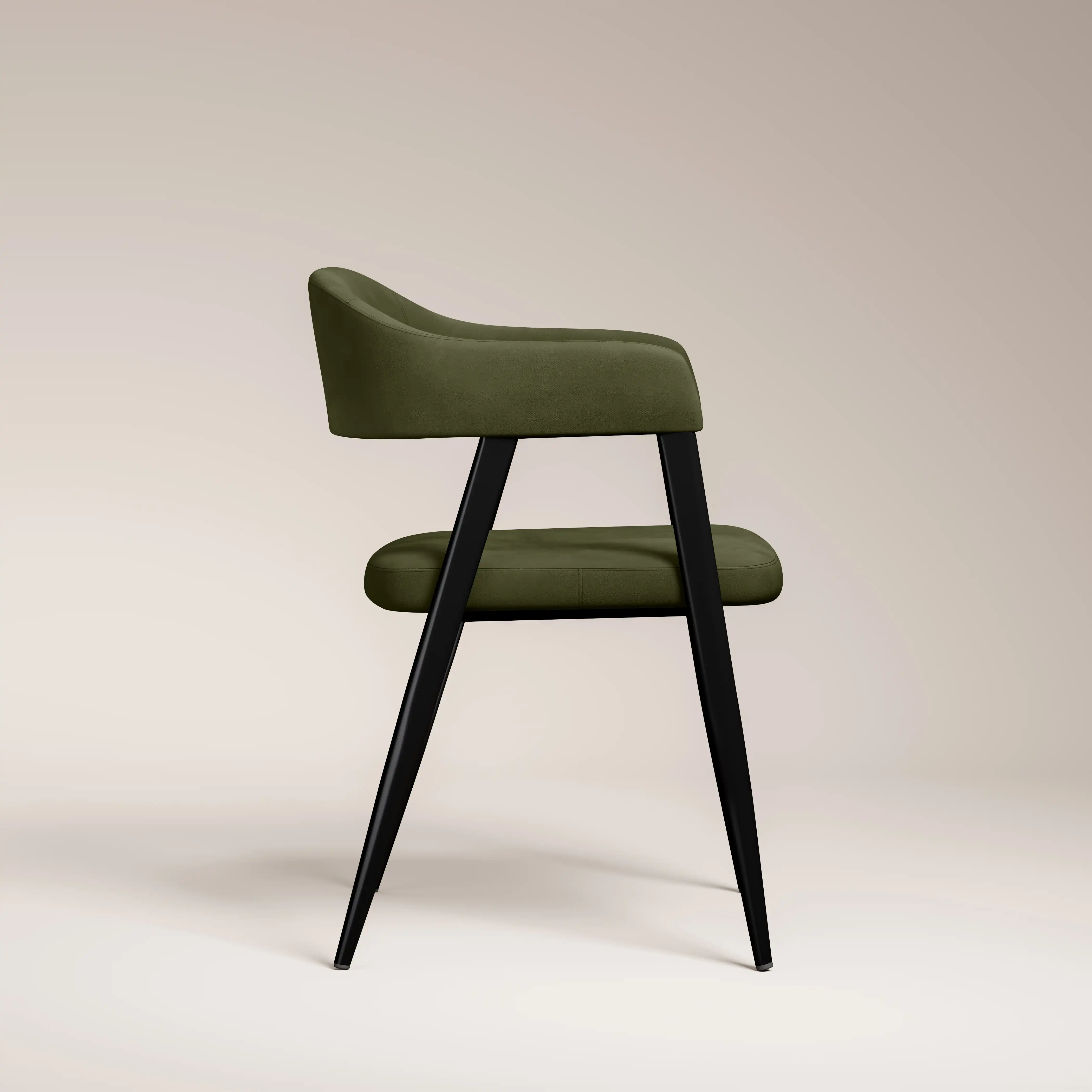 Presley Carver Dining Chair | Olive Green Sustainable Velvet & Black - Image 5