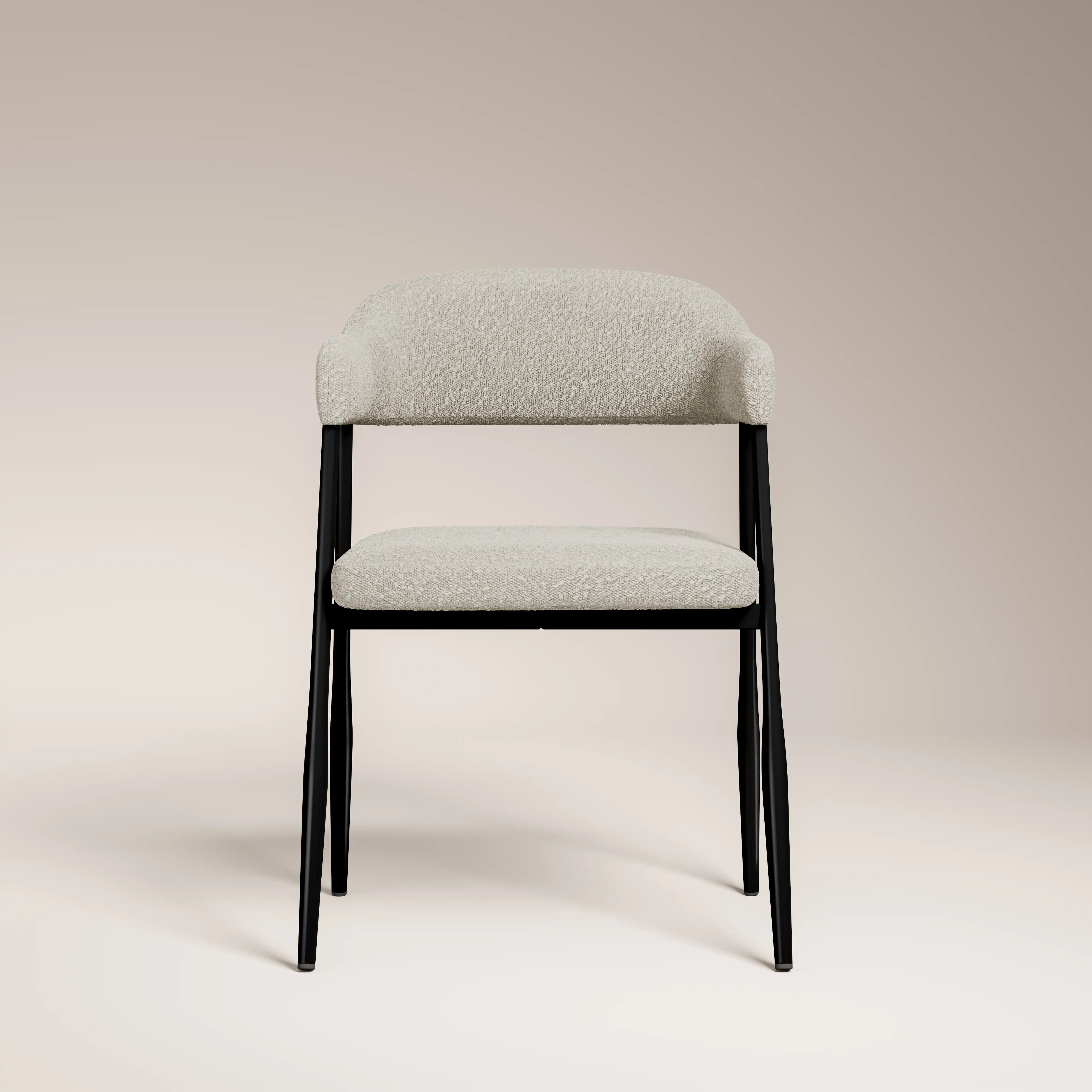 Presley Carver Dining Chair | Speckled Stone Sustainable Boucle & Black - Image 4