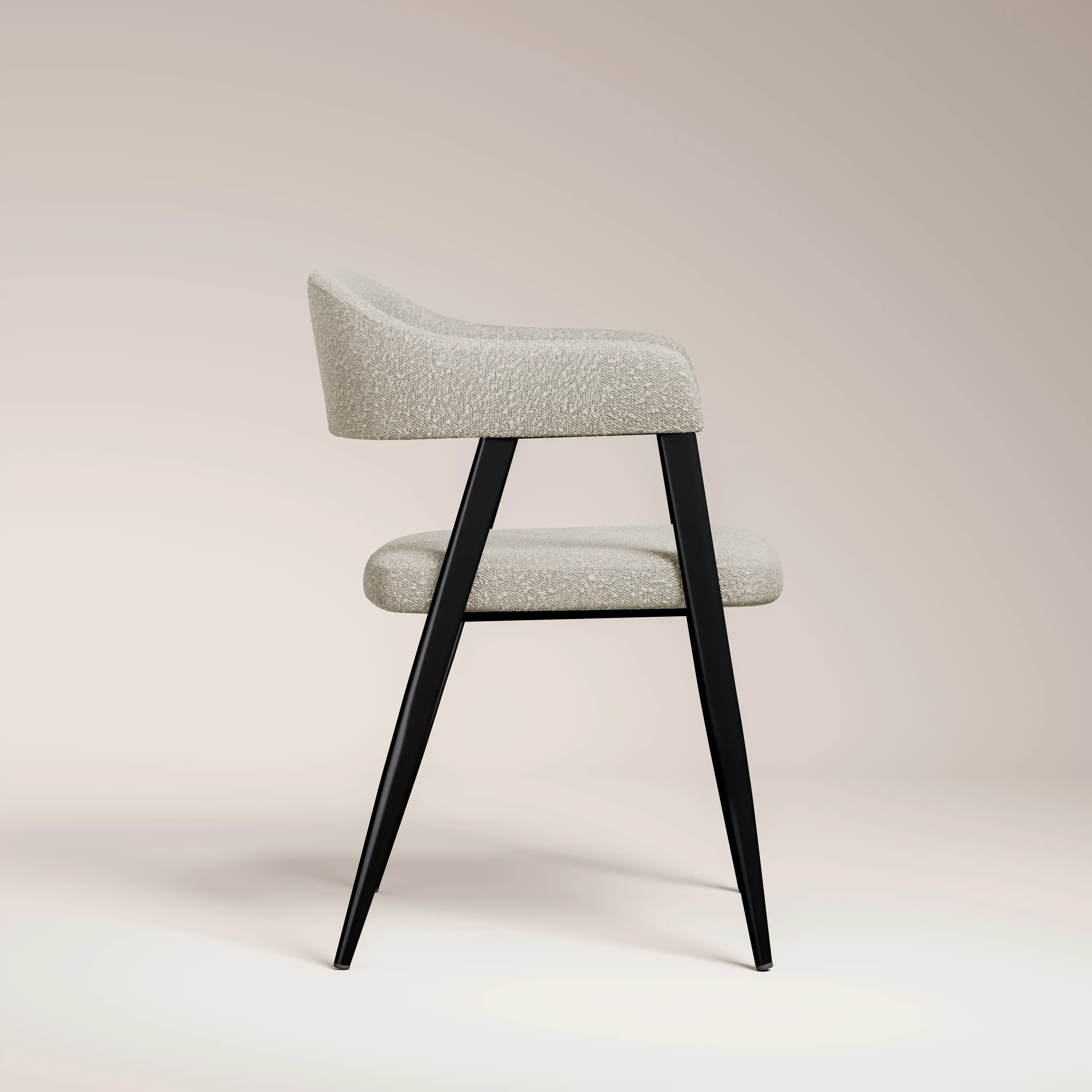 Presley Carver Dining Chair | Speckled Stone Sustainable Boucle & Black - Image 5