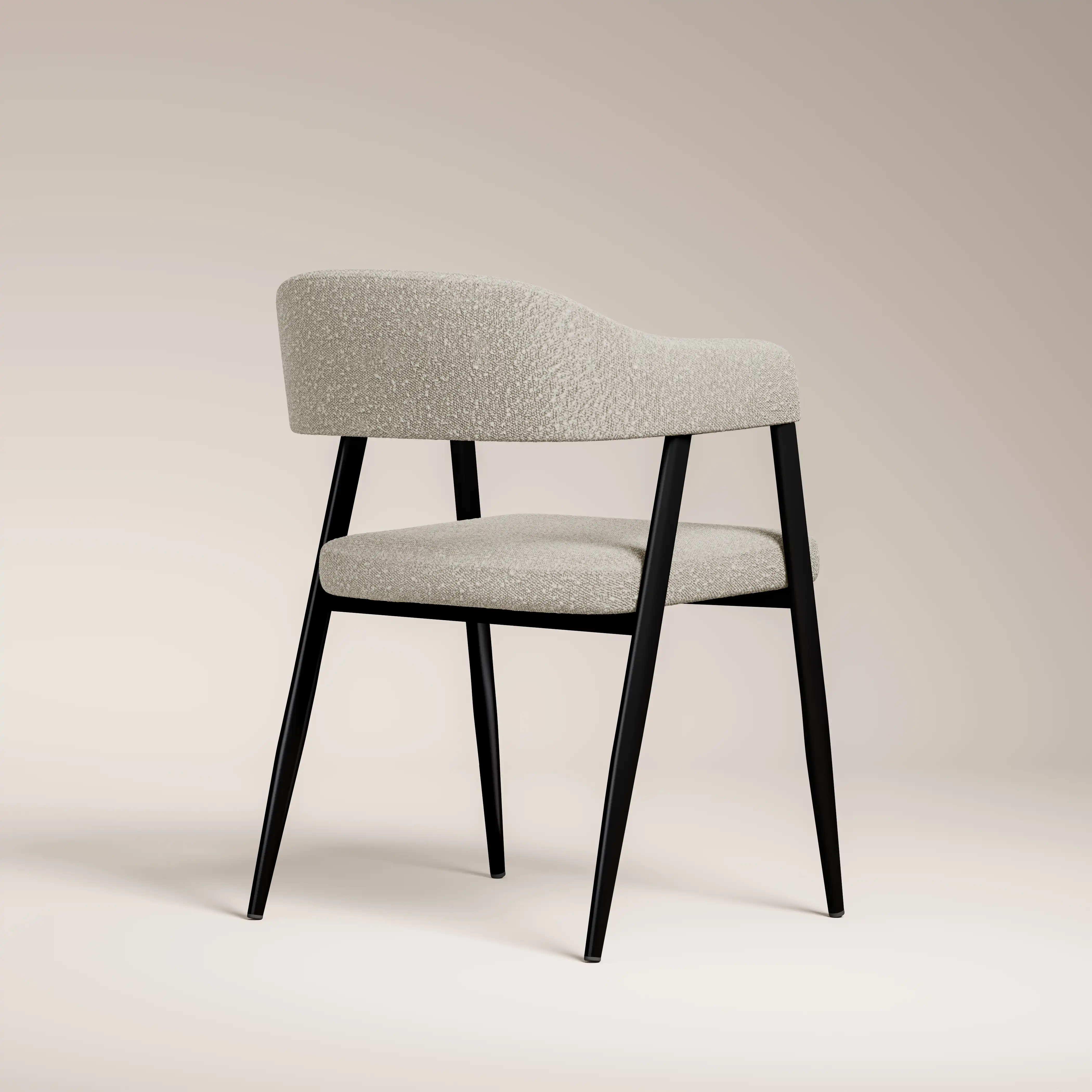 Presley Carver Dining Chair | Speckled Stone Sustainable Boucle & Black - Image 6