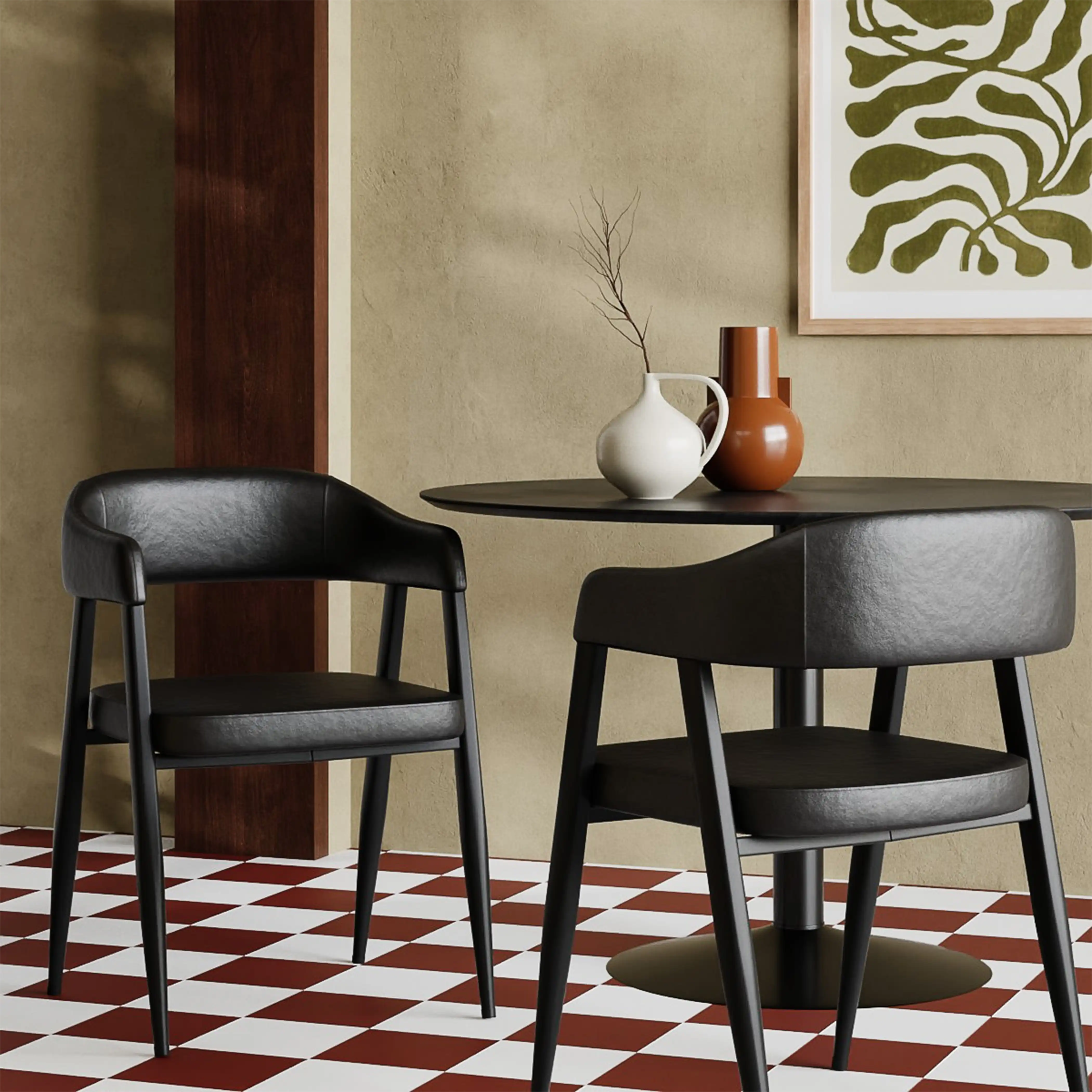 Presley Carver Dining Chair | Vintage Black Faux Leather & Black - Image 2