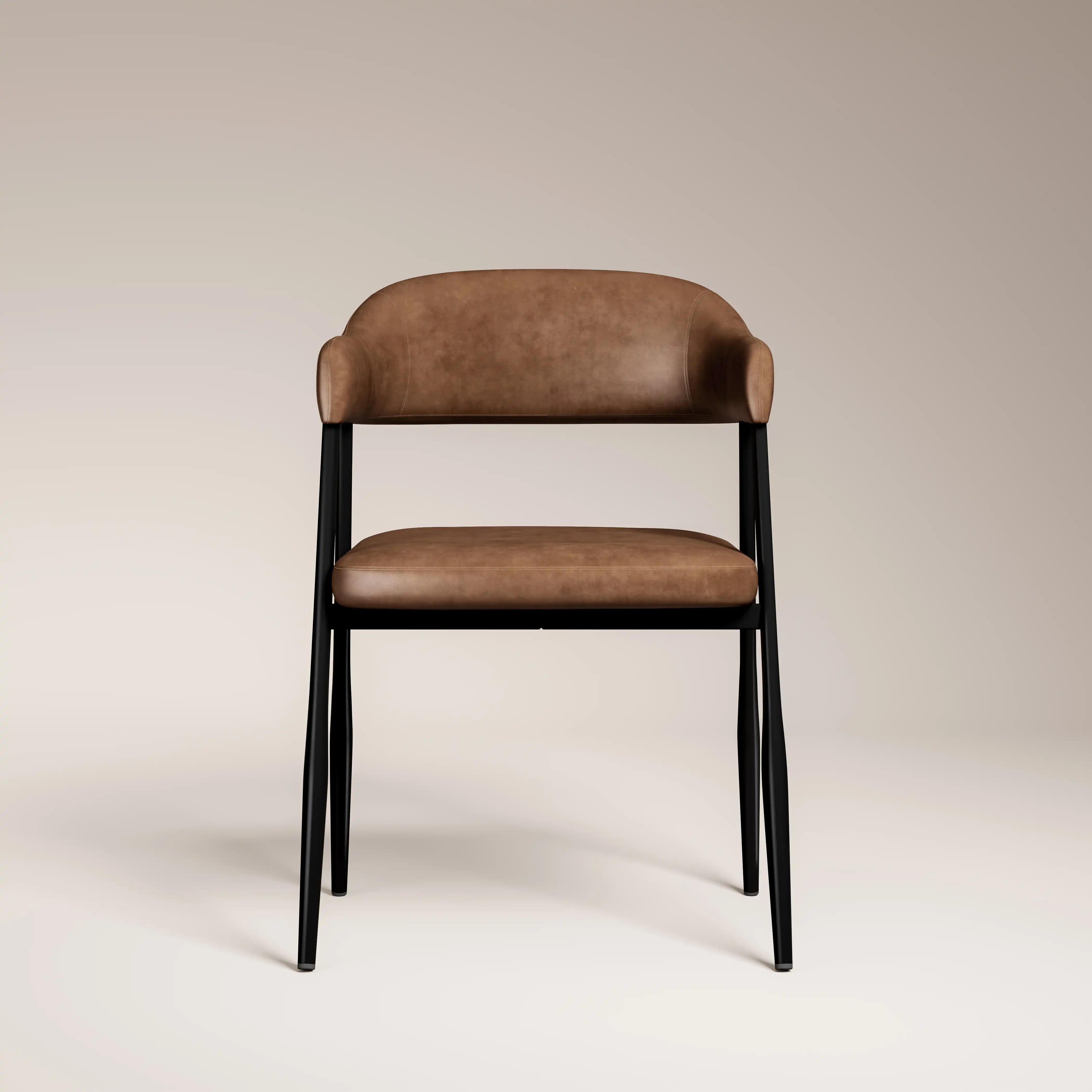 Presley Carver Dining Chair | Vintage Tan Faux Leather & Black - Image 4