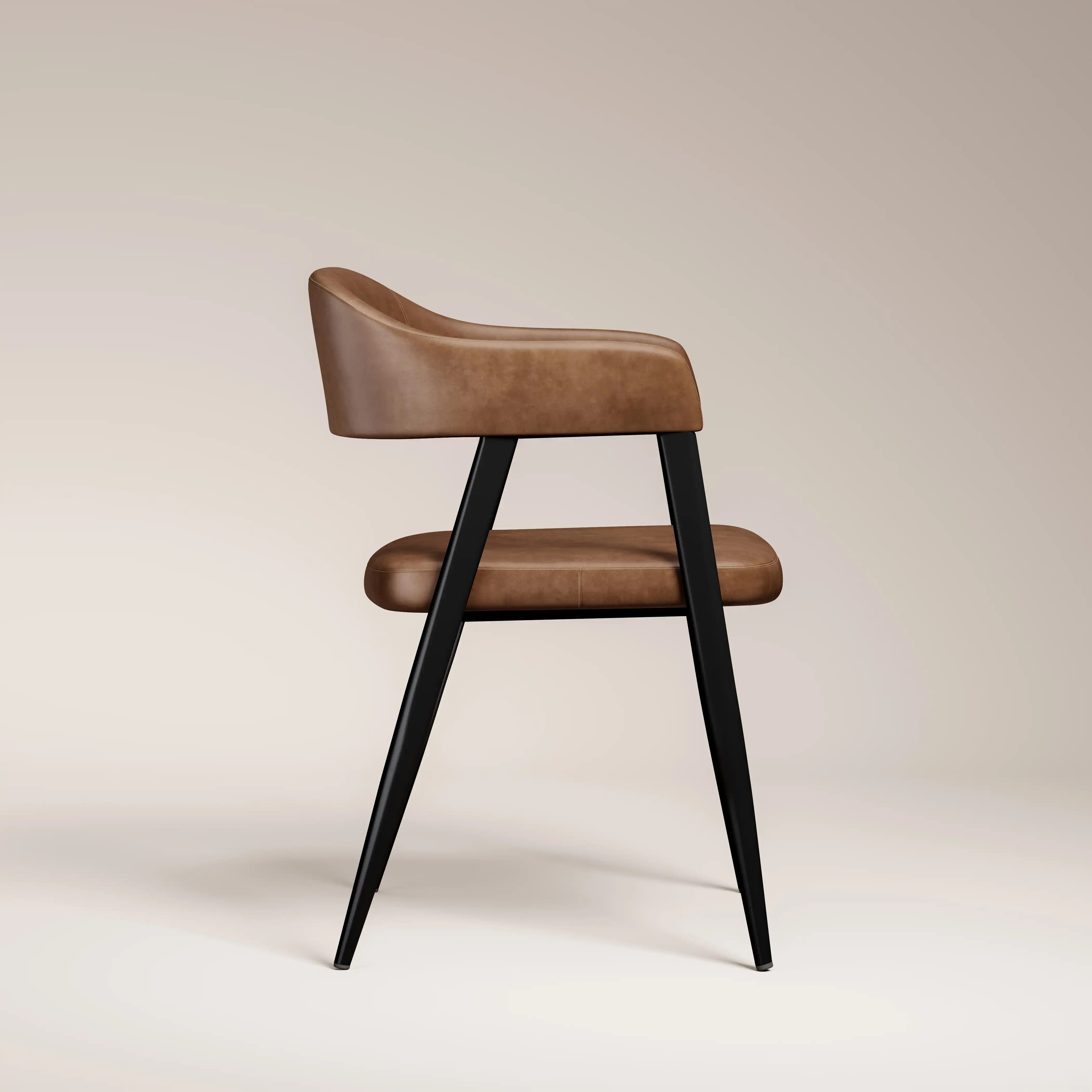 Presley Carver Dining Chair | Vintage Tan Faux Leather & Black - Image 5