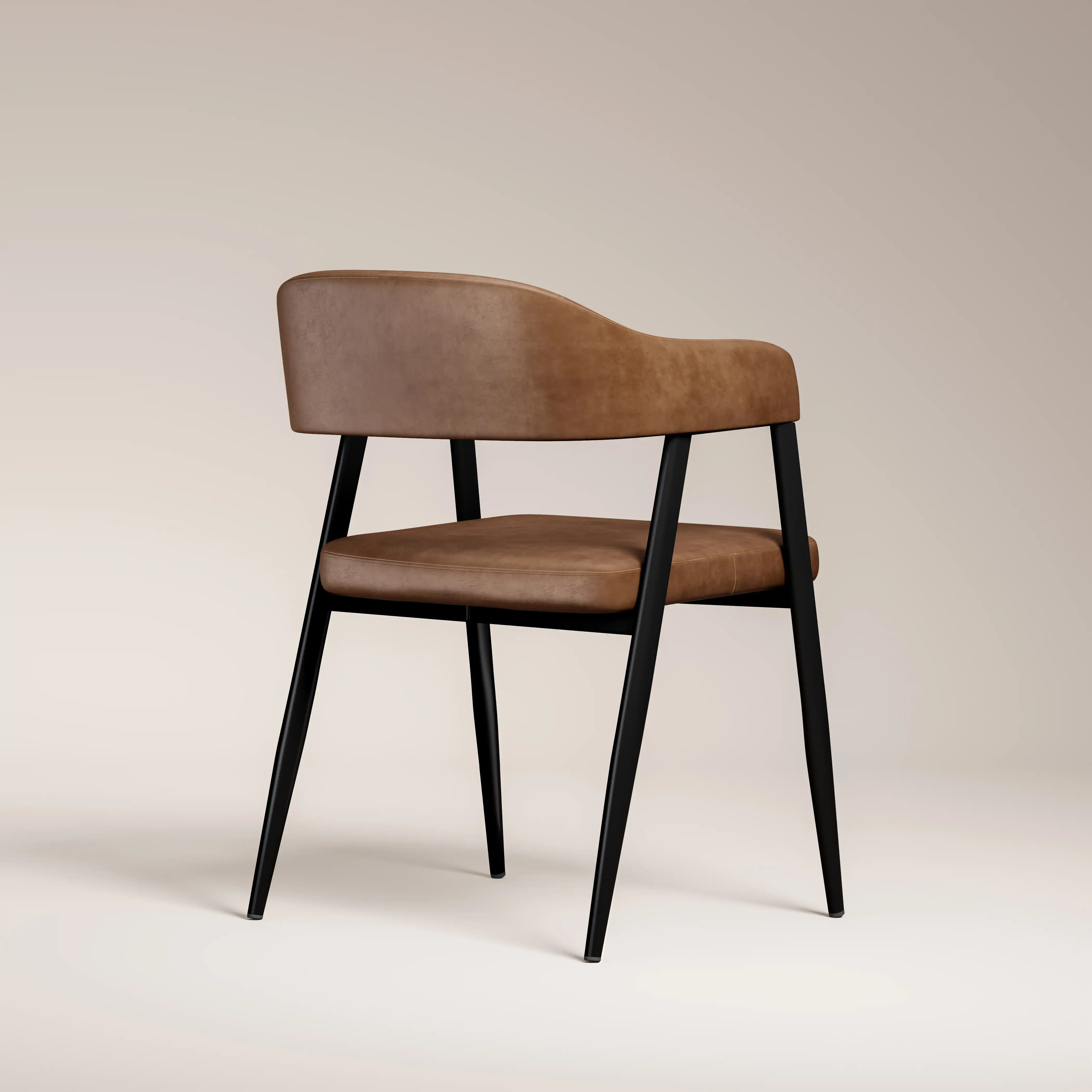 Presley Carver Dining Chair | Vintage Tan Faux Leather & Black - Image 6