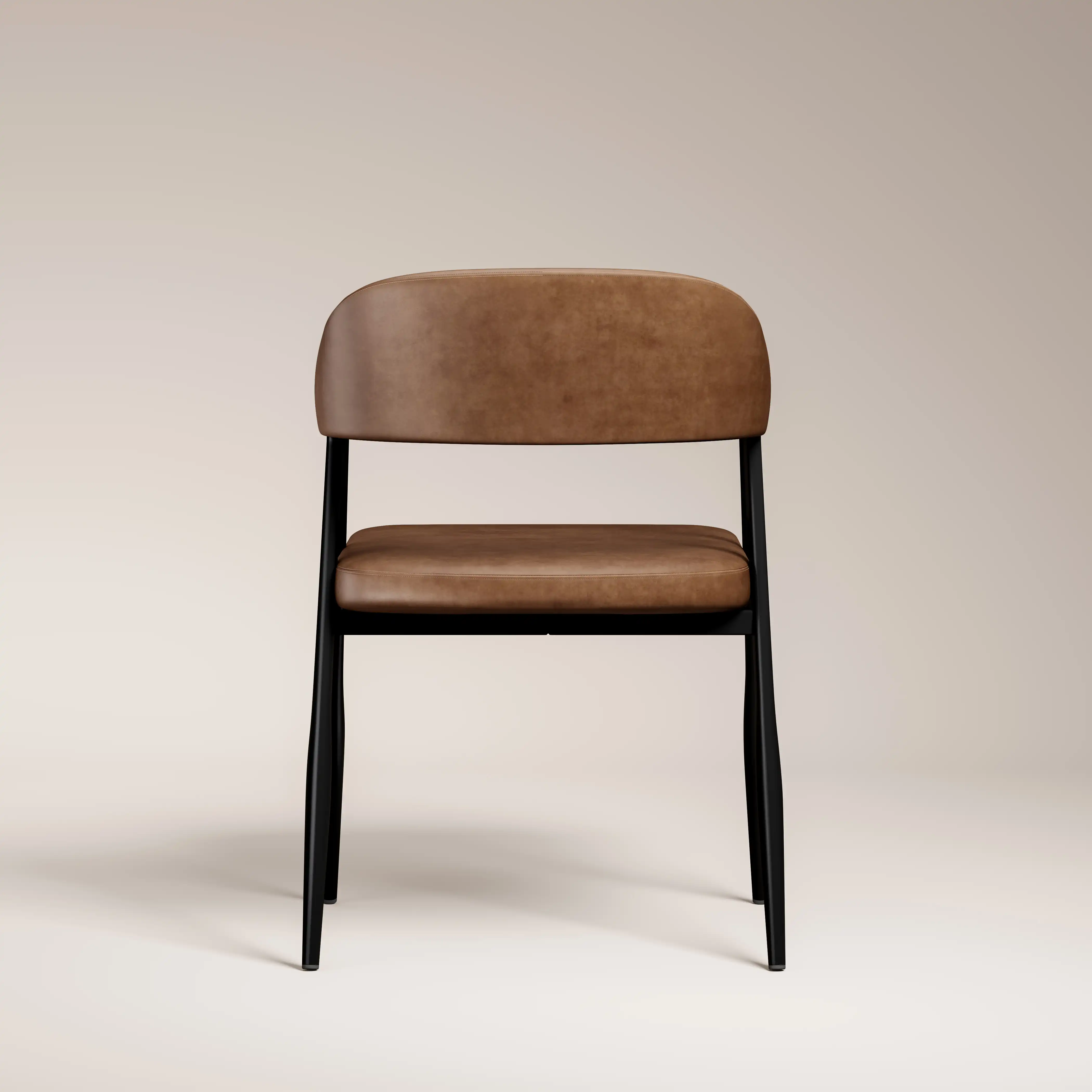 Presley Carver Dining Chair | Vintage Tan Faux Leather & Black - Image 7