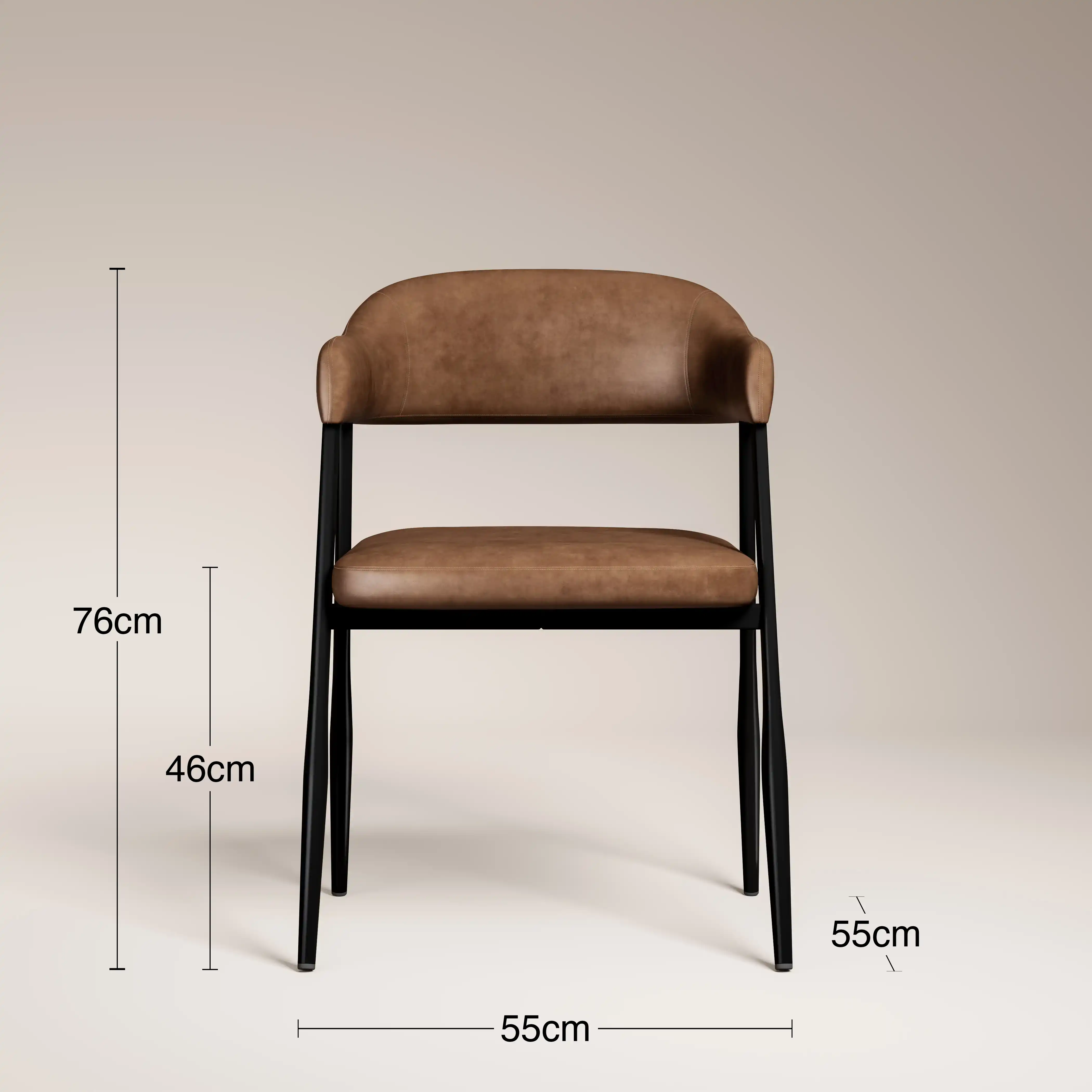 Presley Carver Dining Chair | Vintage Tan Faux Leather & Black - Image 8