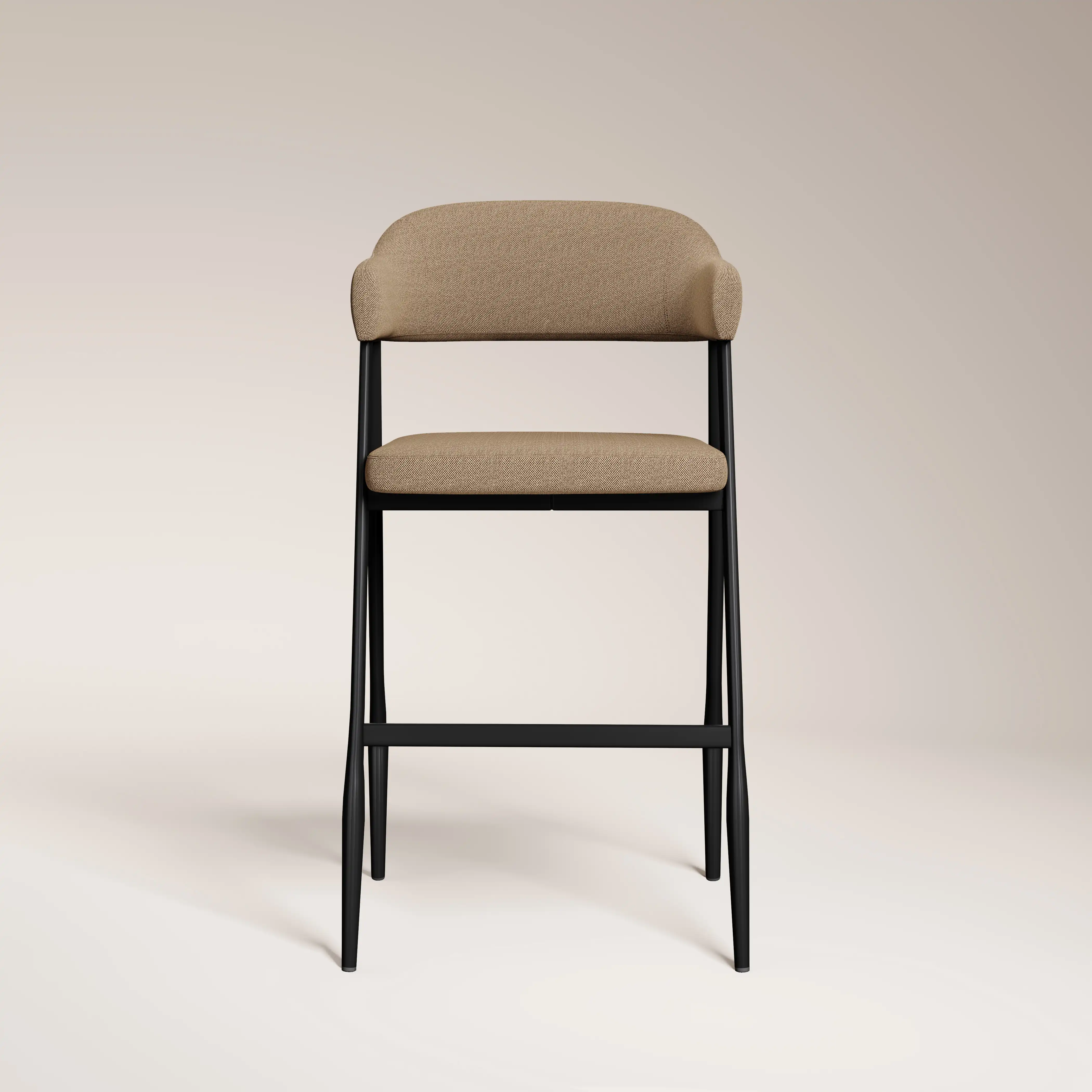 Presley Kitchen Stool | Latte Sustainable Fabric & Black - Image 4